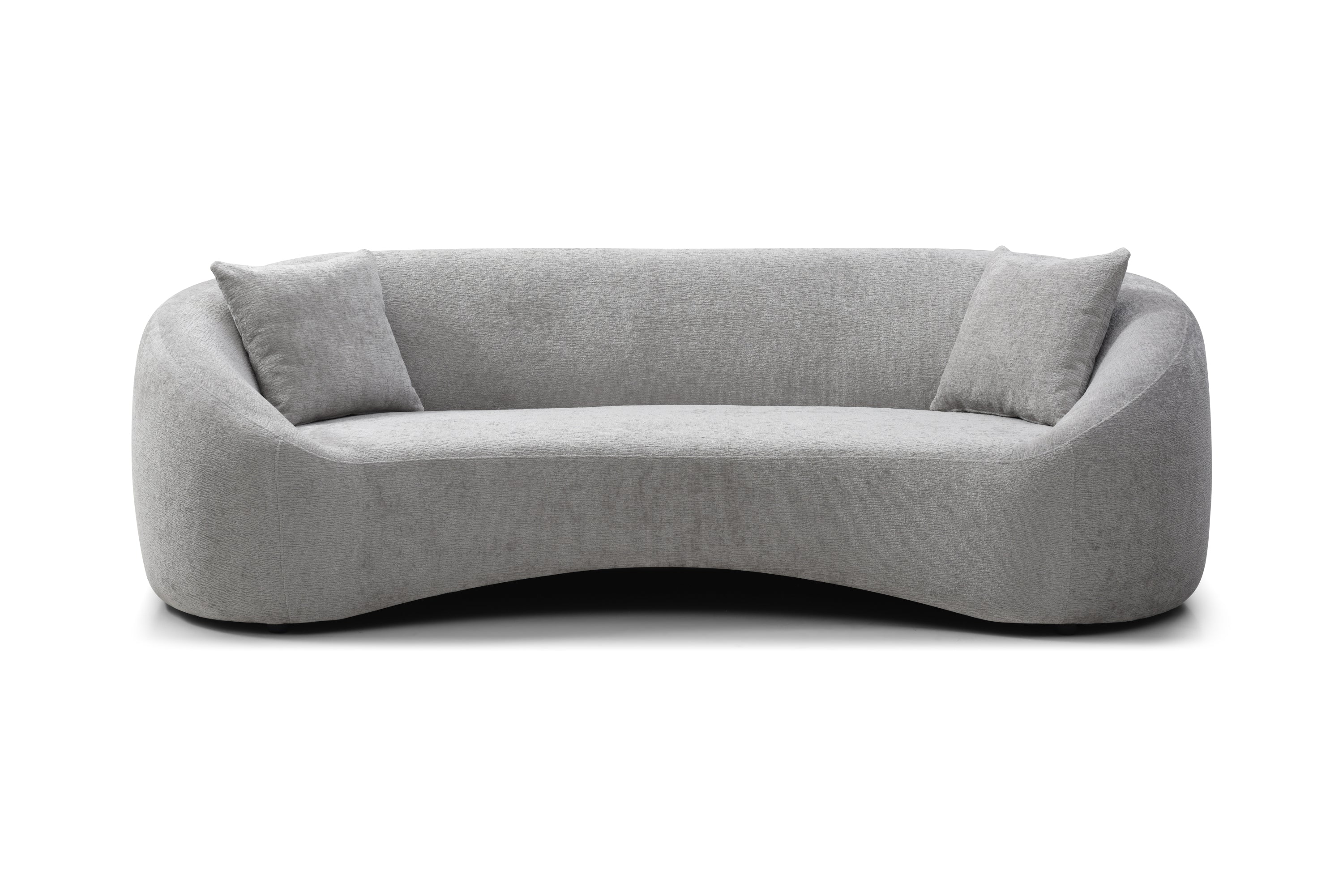 Curved Sofa: 3-Seater Chenille Velvet Couch