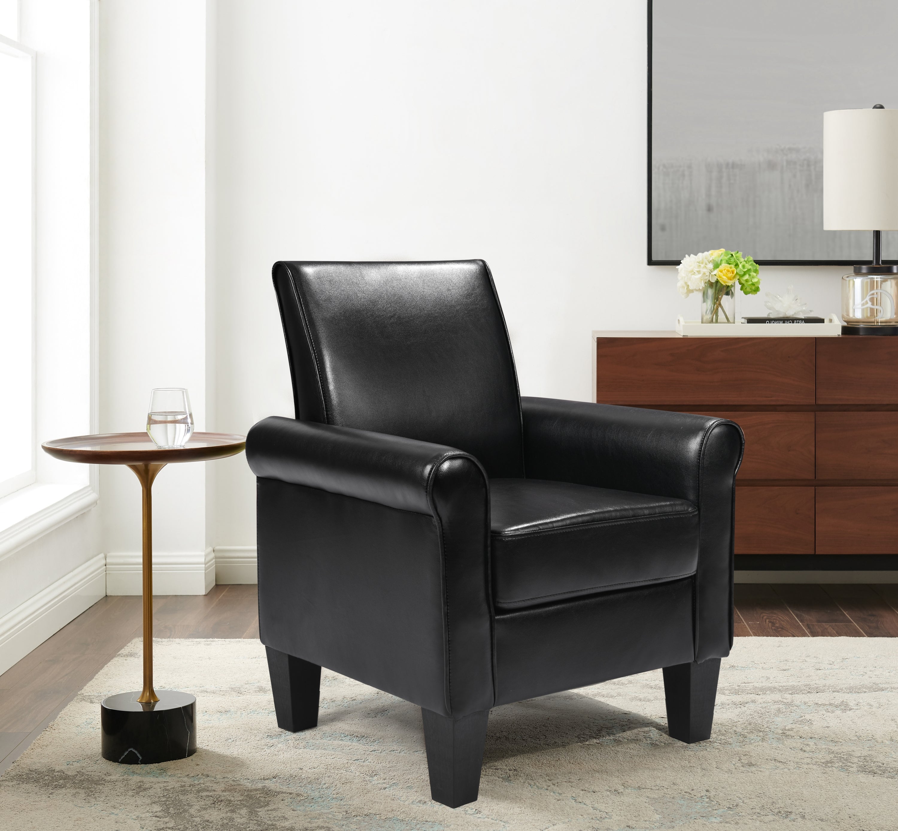 Black PU Leather Accent Chair: Sofa, Armchair, Office