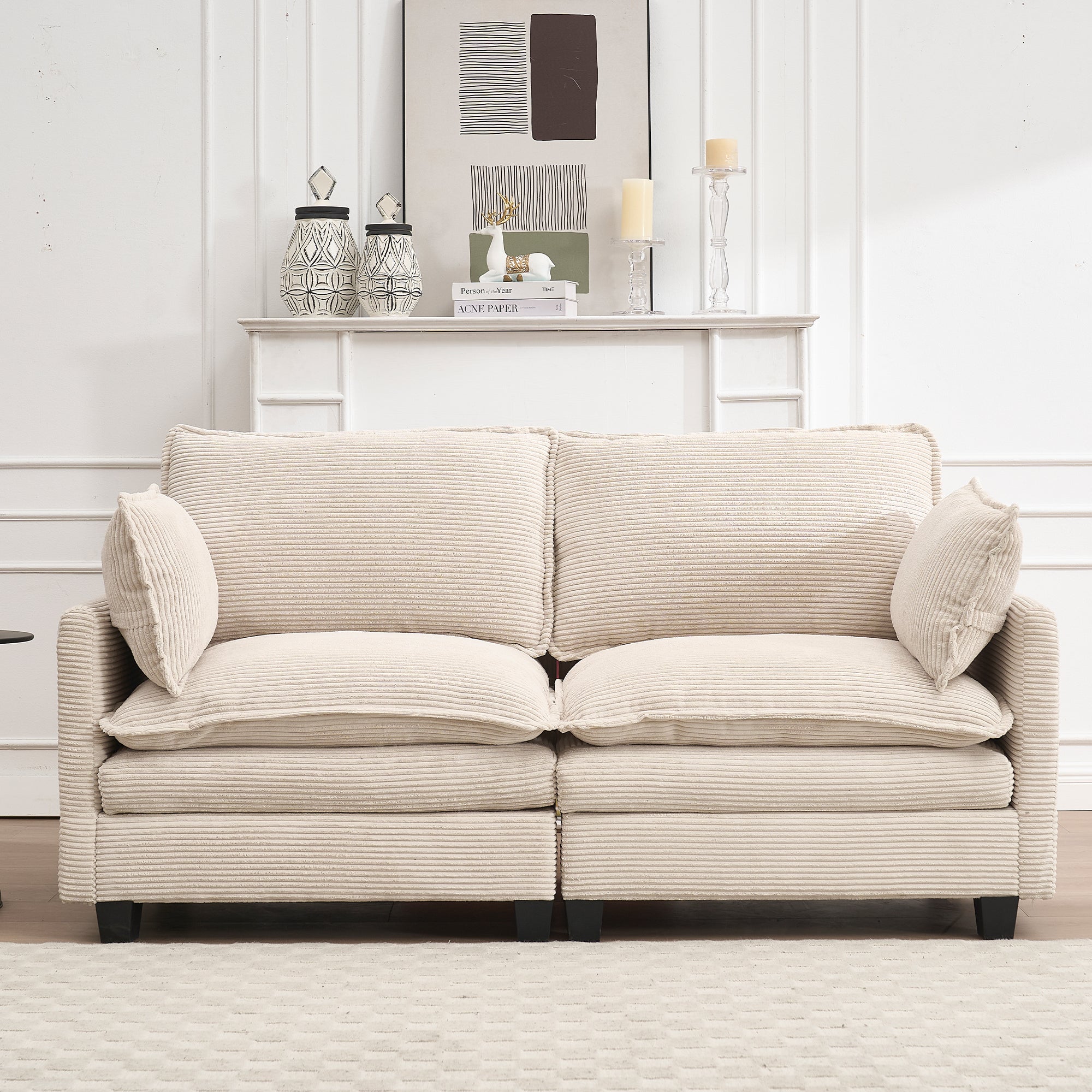 New Velvet U-Shaped Modular Sofa with Pillows