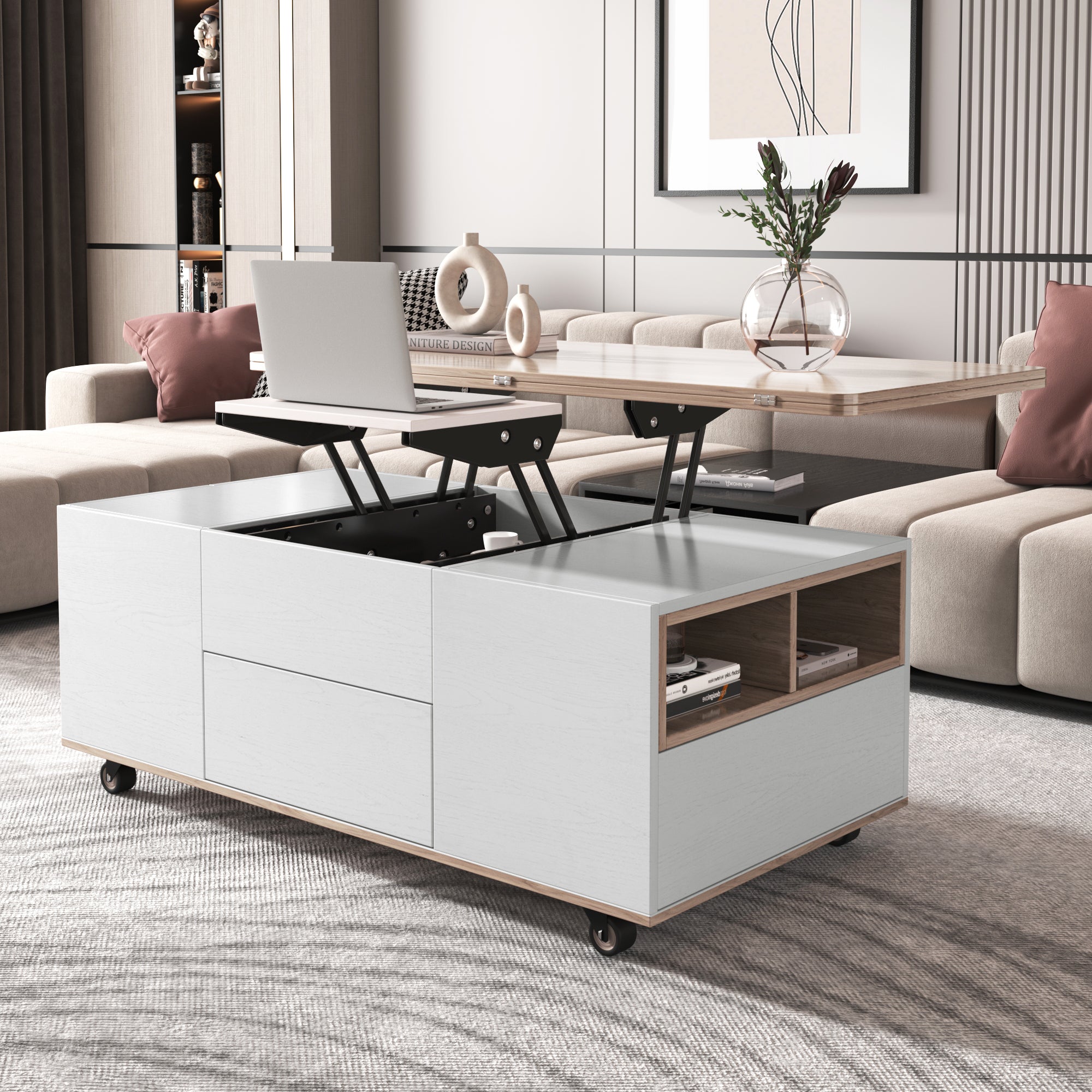 Walnut Lift-Top Coffee Table | Modern Living Room Storage & Adjustable Height