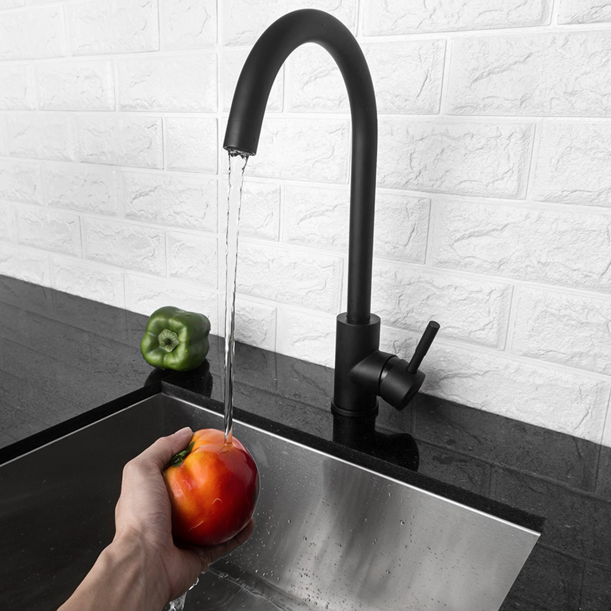 Black Single-Handle Kitchen Sink Faucet