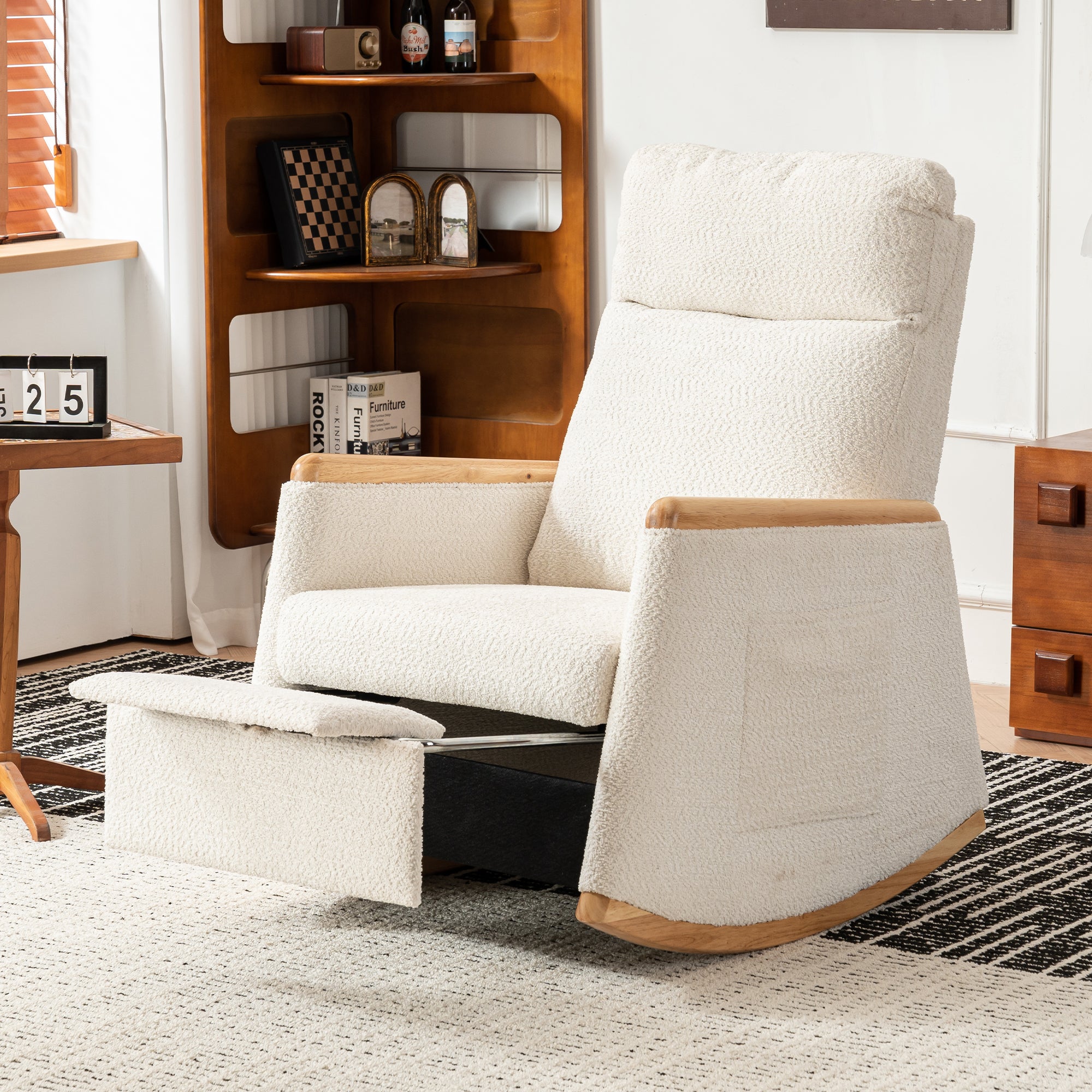 Accent Rocking Chair w/ Footrest: High Back Comfort