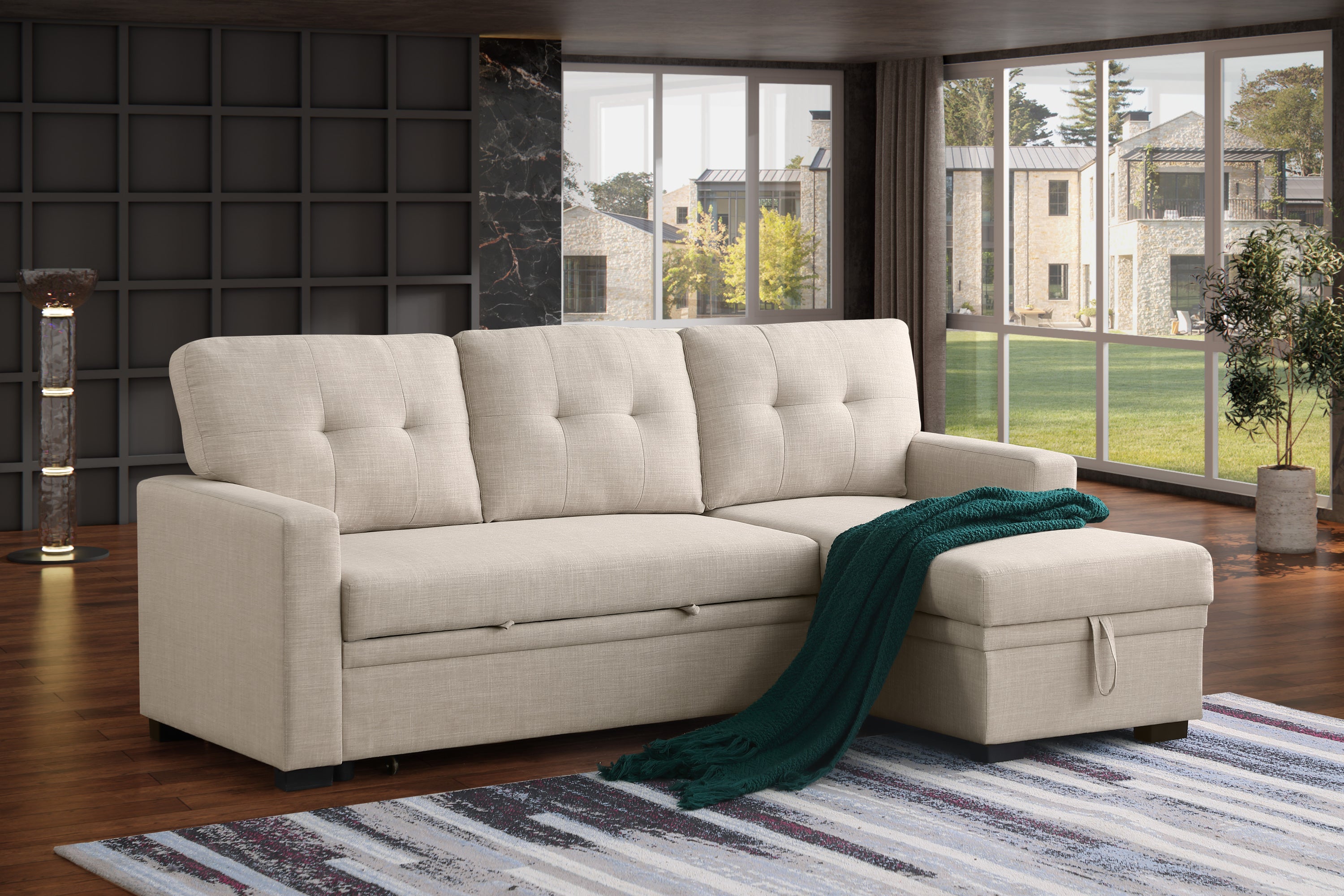 Elegant Cotton Linen Sofa with Hidden Storage