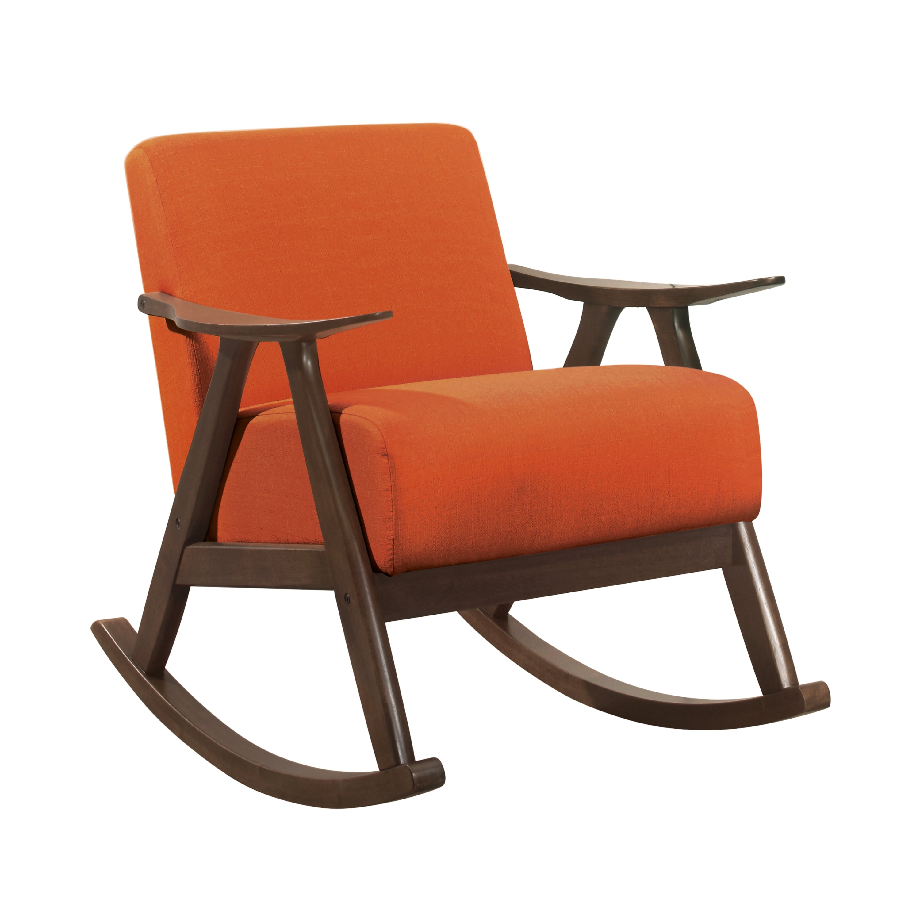 Orange Rocking Chair: Modern, Walnut Wood & Fabric