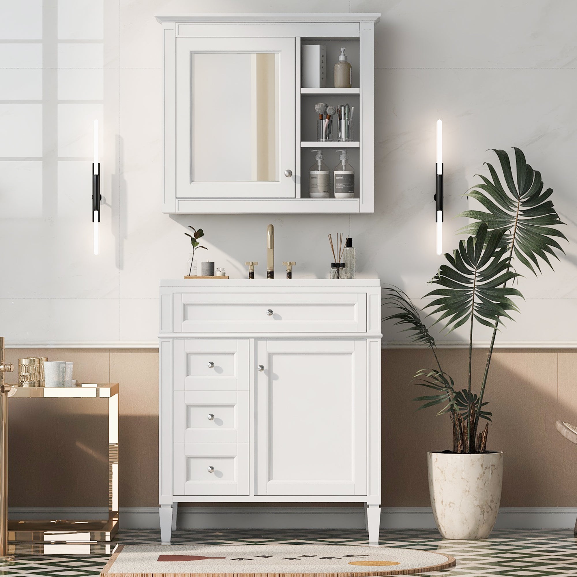 30" Modern Bathroom Vanity with Sink & Mirror