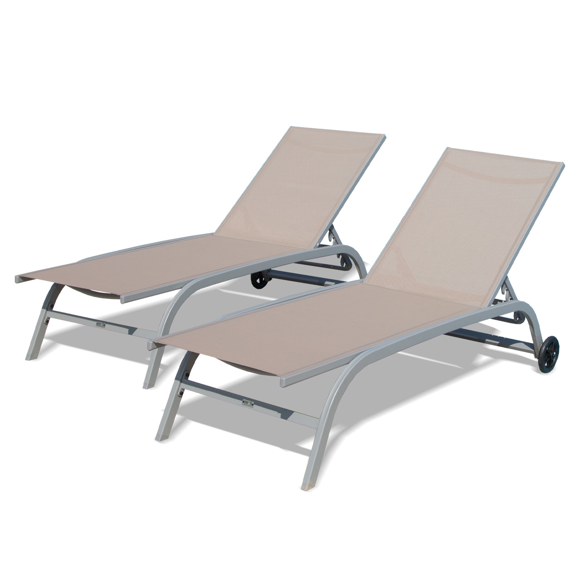 Outdoor Chaise Lounge Set: 5 Positions, Wheels