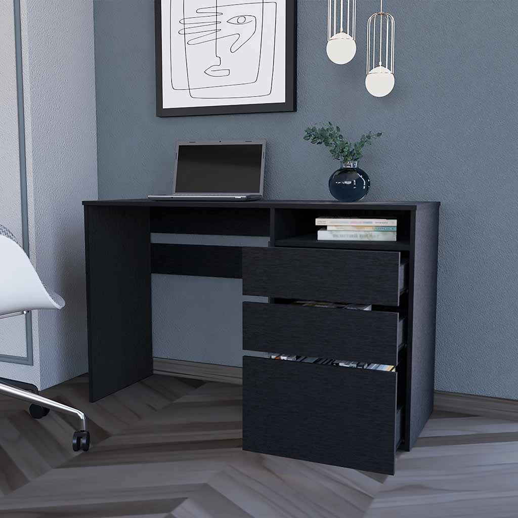 Black Wengue Computer Desk w/ Shelf | San Diego
