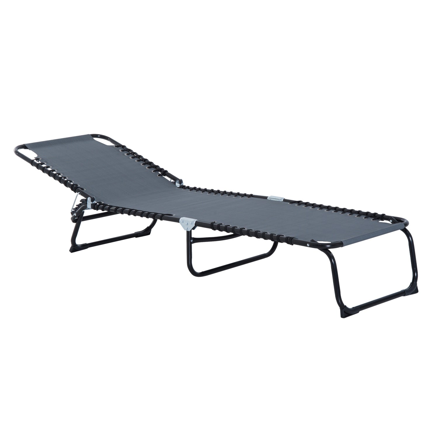 Gray Folding Chaise Lounge: 4-Position Recline