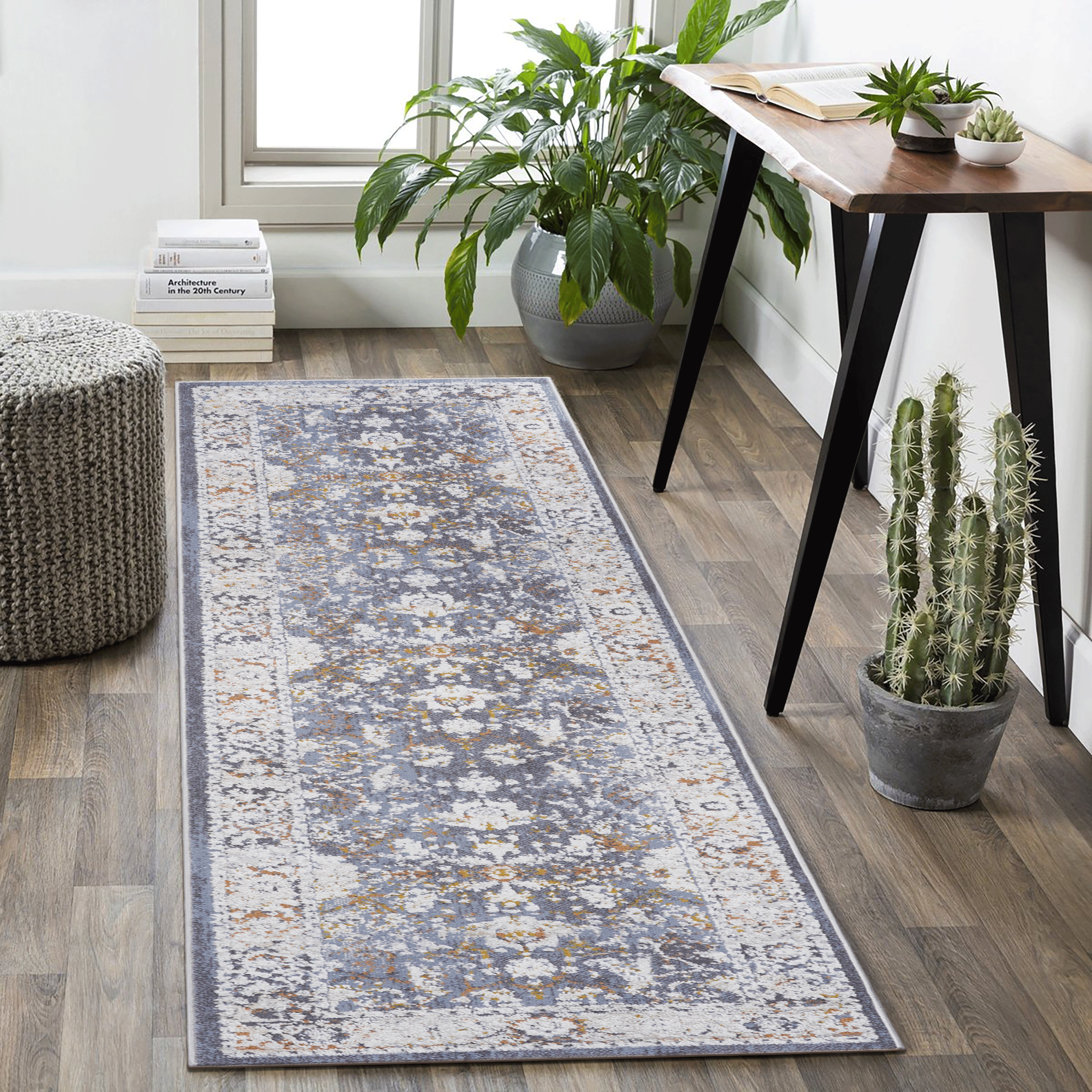 Blue Area Rug: Stain-Resistant & Non-Shedding