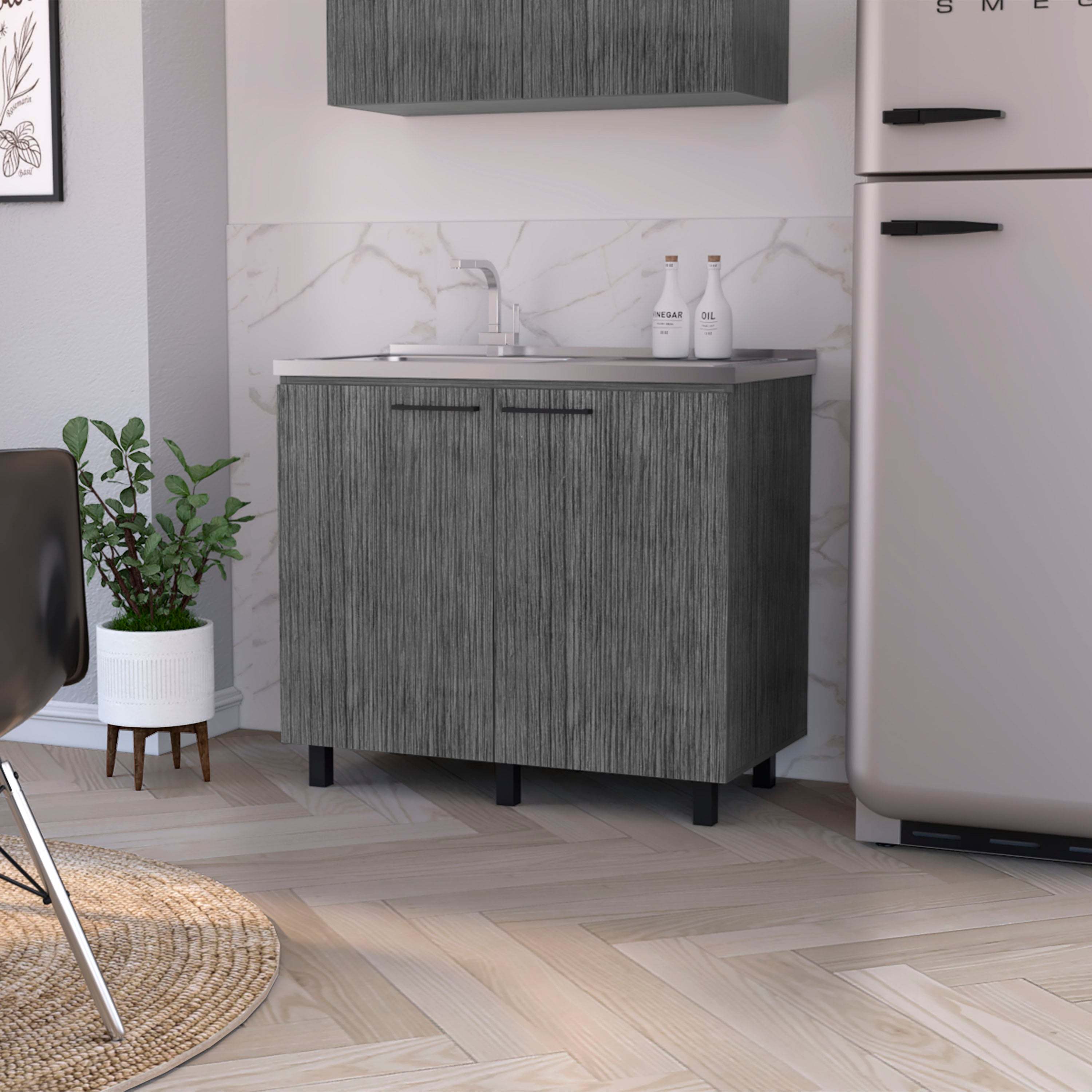 Smokey Oak Utility Sink & Cabinet: Rustic Charm