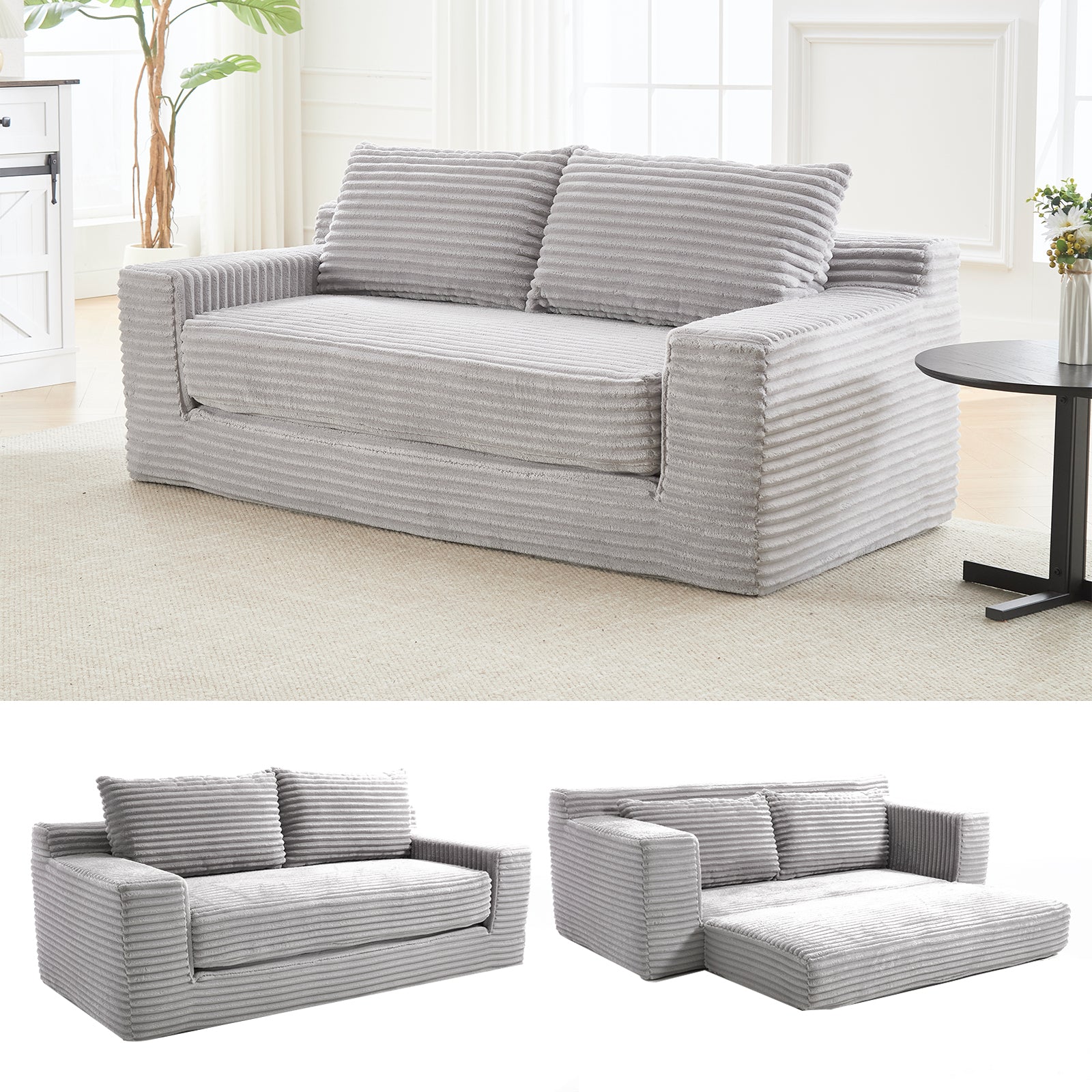 Grey Loveseat Sofa: Memory Foam, Steel Frame
