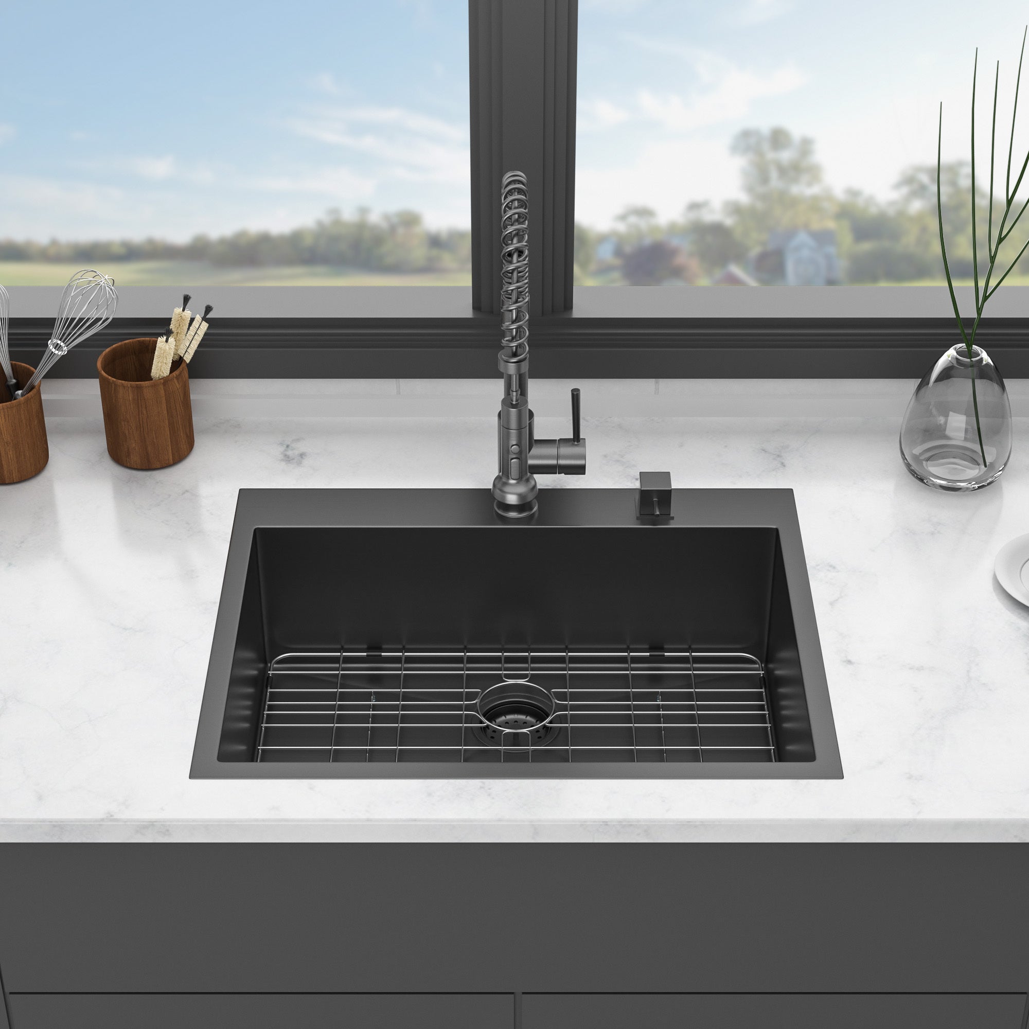 Gunmetal Black Kitchen Sink: 28x22 Inch