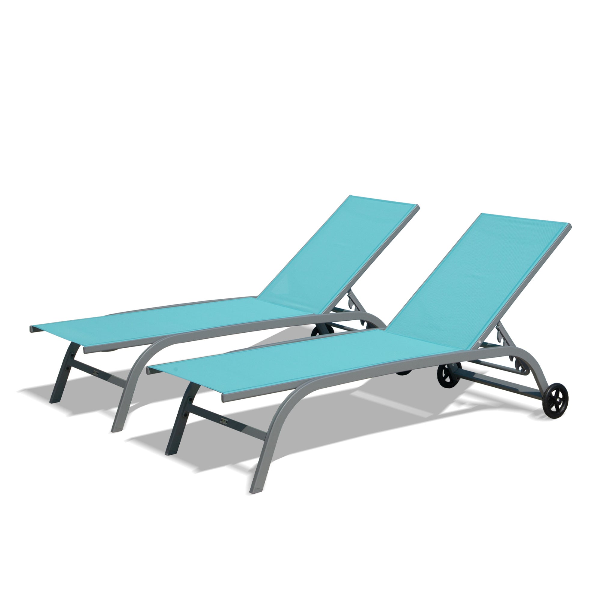 Outdoor Chaise Lounge Set: 2 Chairs, 5 Positions