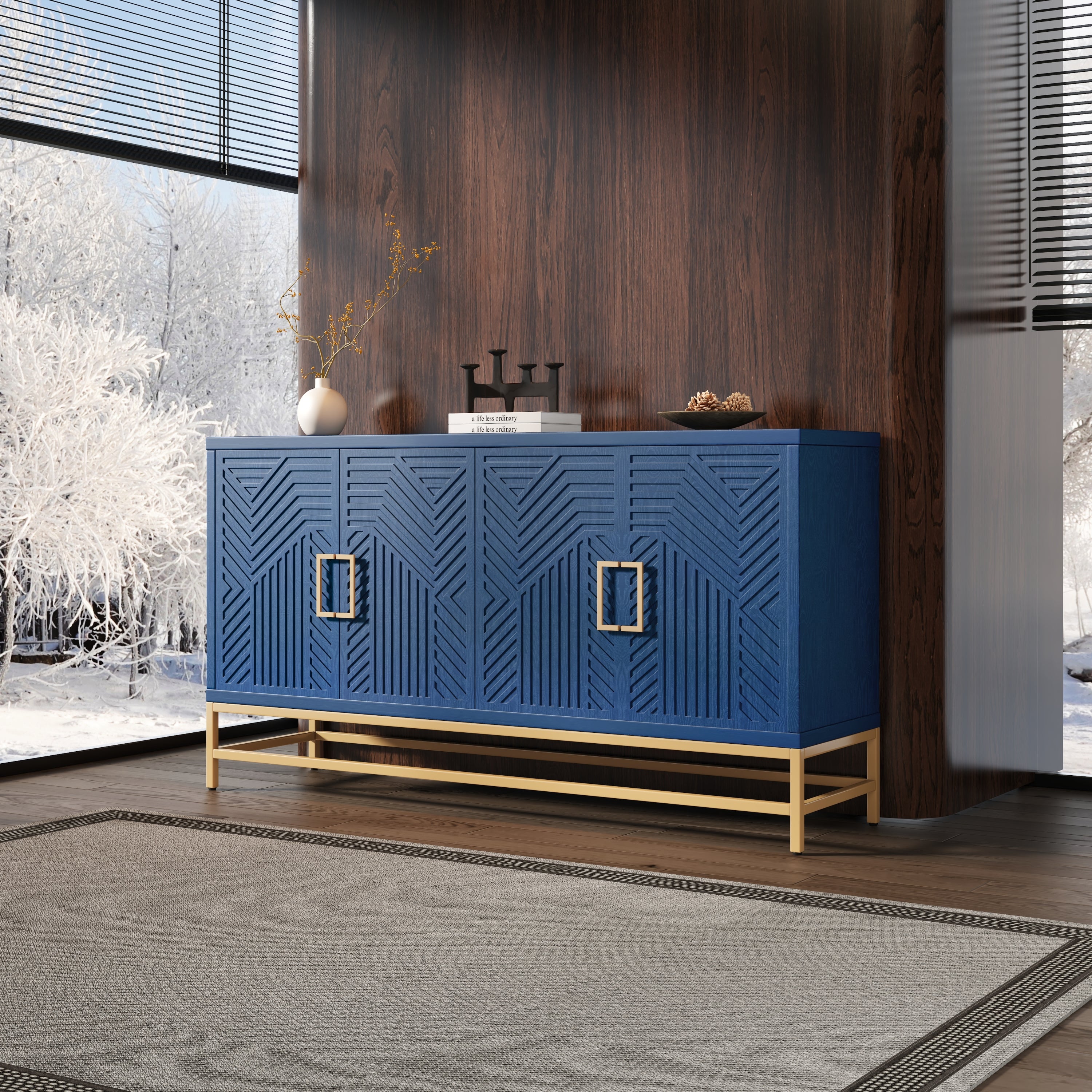 Navy Blue Sideboard Buffet: Ample Storage & Style