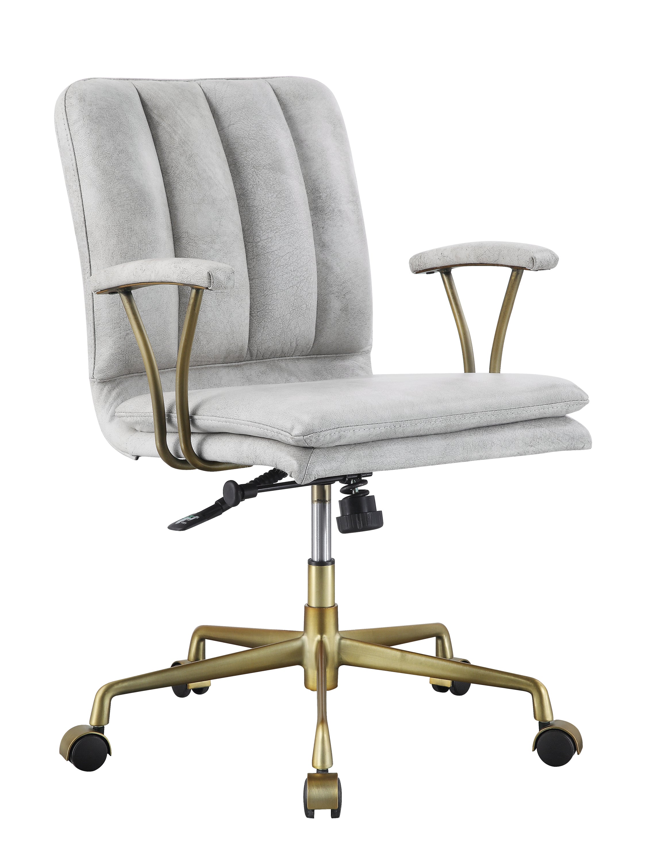 Damir Vintage White Leather & Chrome Office Chair