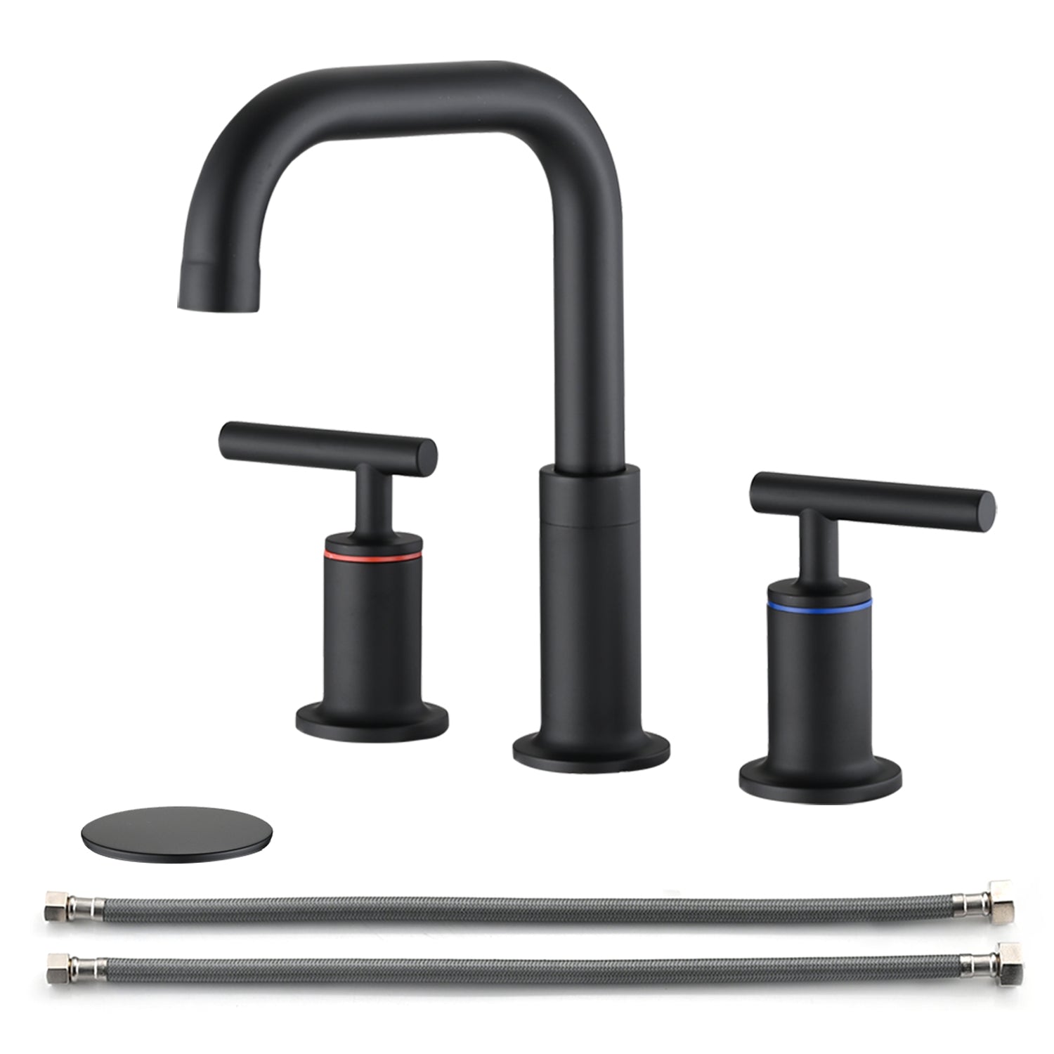 Matte Black 8" Double Handle Bathroom Faucet