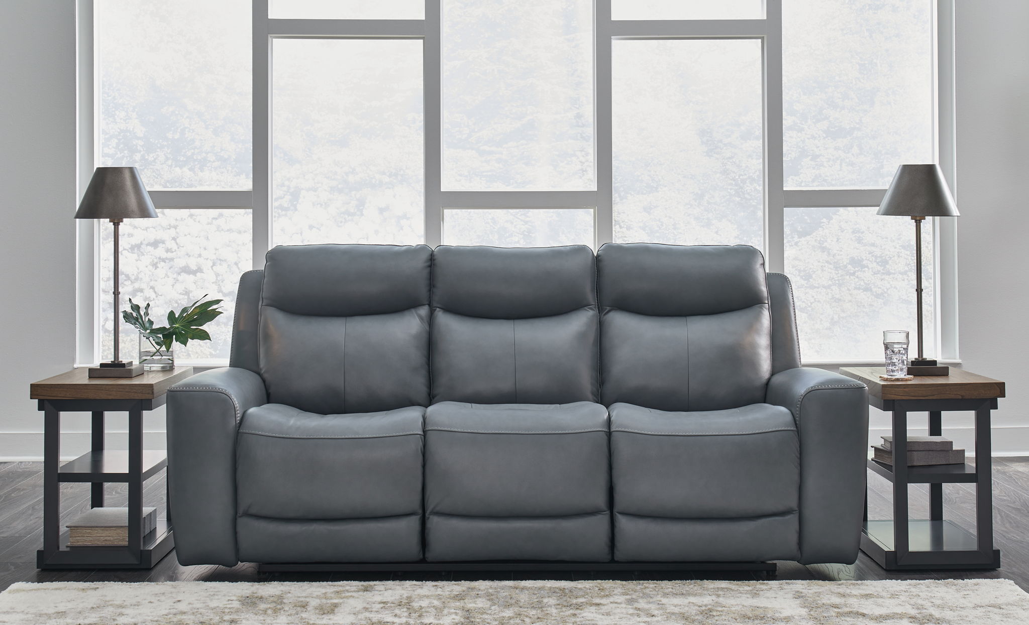 Mindanao - 2 Pc. - Power Reclining Sofa, Power Reclining Loveseat with Console - Steel