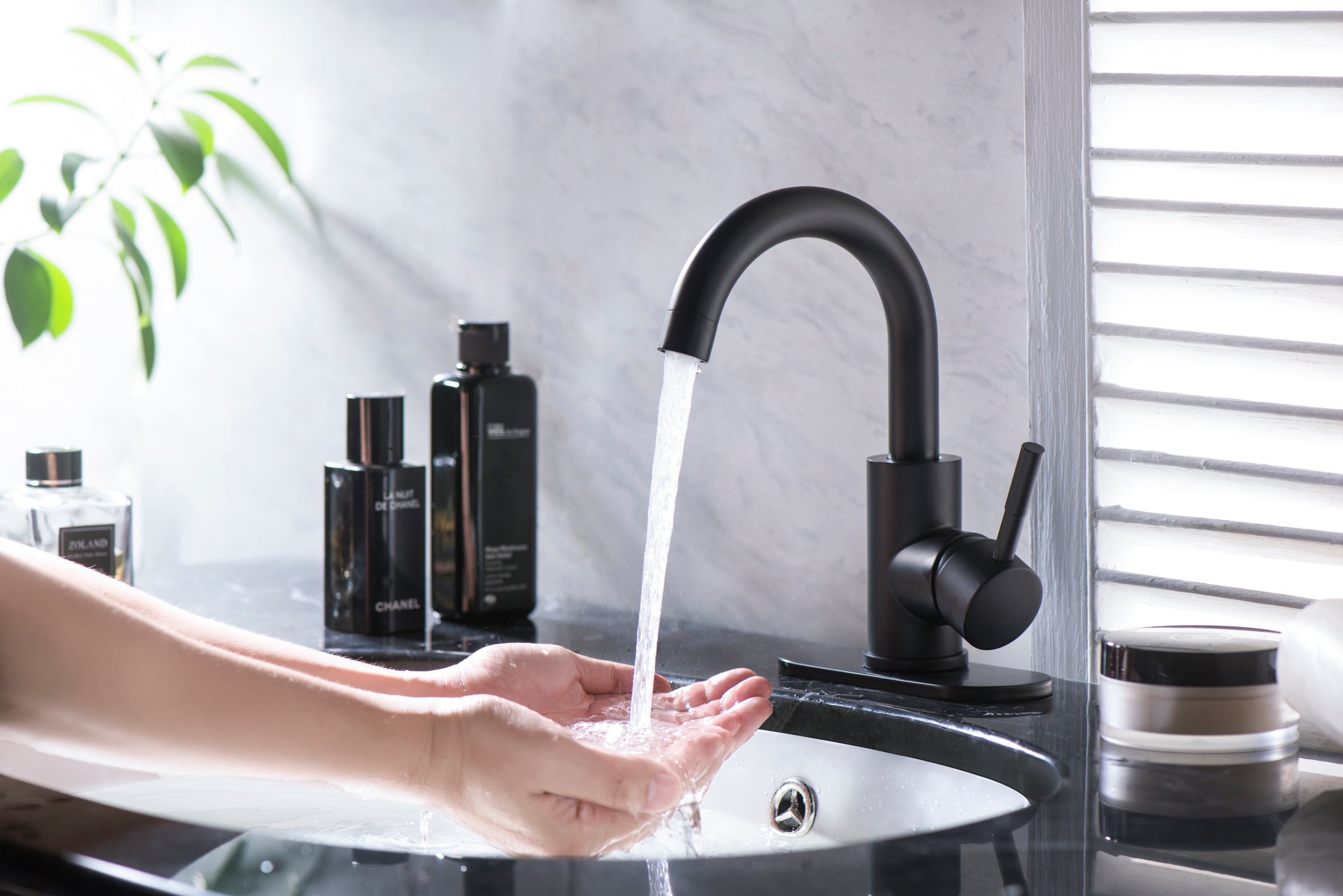 Matte Black Single Hole Bathroom Faucet