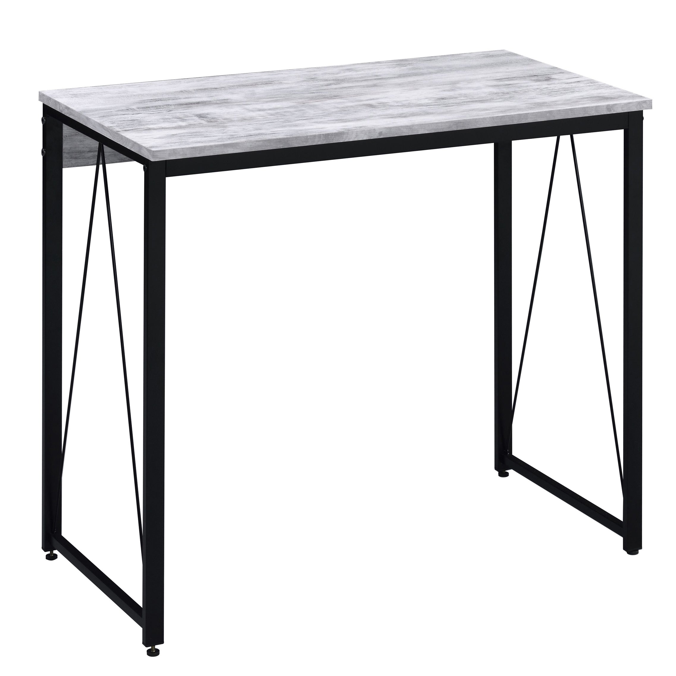 Antique White & Black Writing Desk | Metal Sled Base