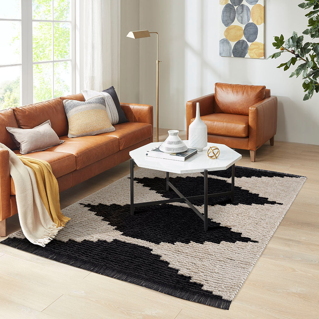 Black & Ivory Modern Area Rug: Stylish Home Decor