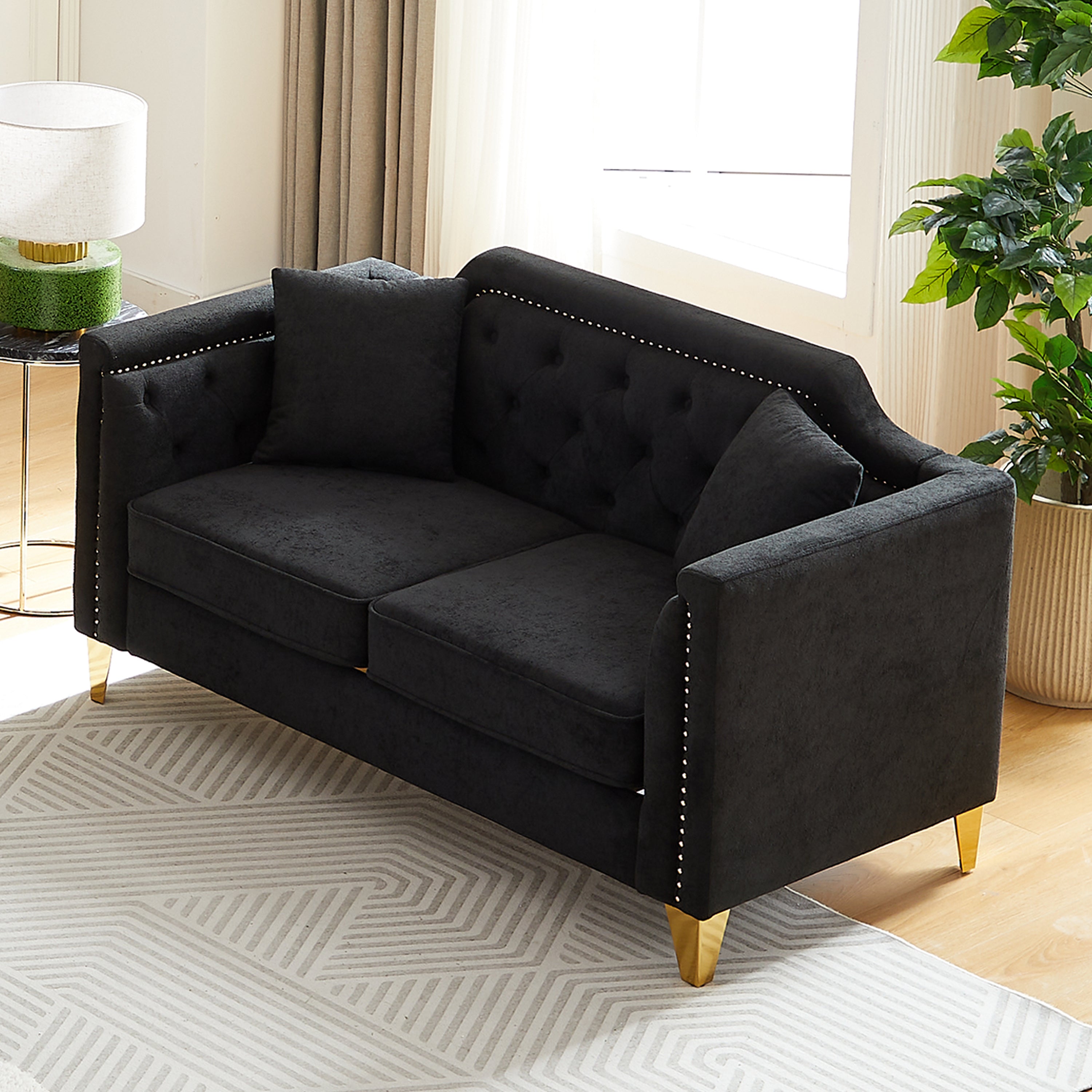 Mid-Century Modern Sofa: Chenille & Copper