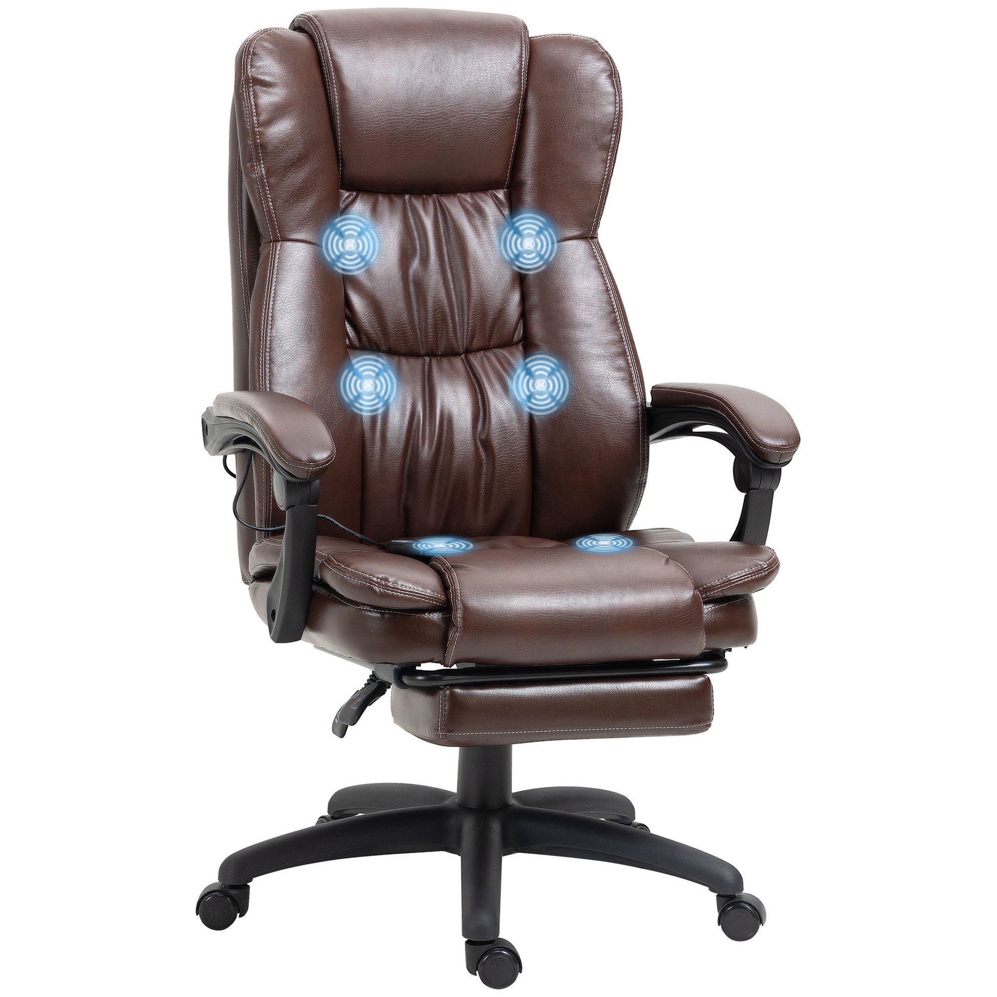 Vibrating Massage Office Chair w/ Footrest - Brown