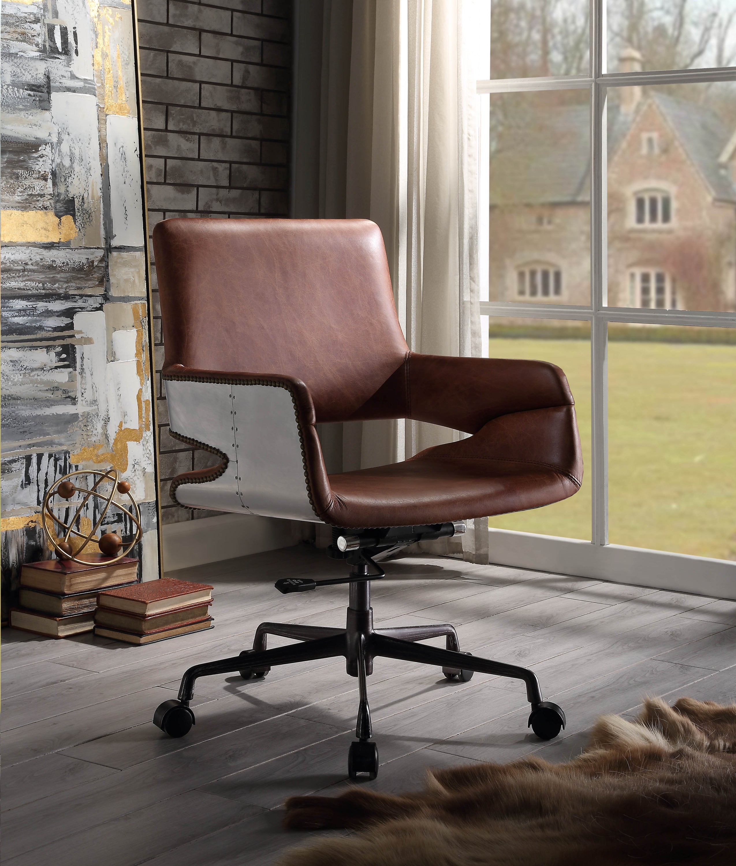 Vintage Cocoa Swivel Office Chair