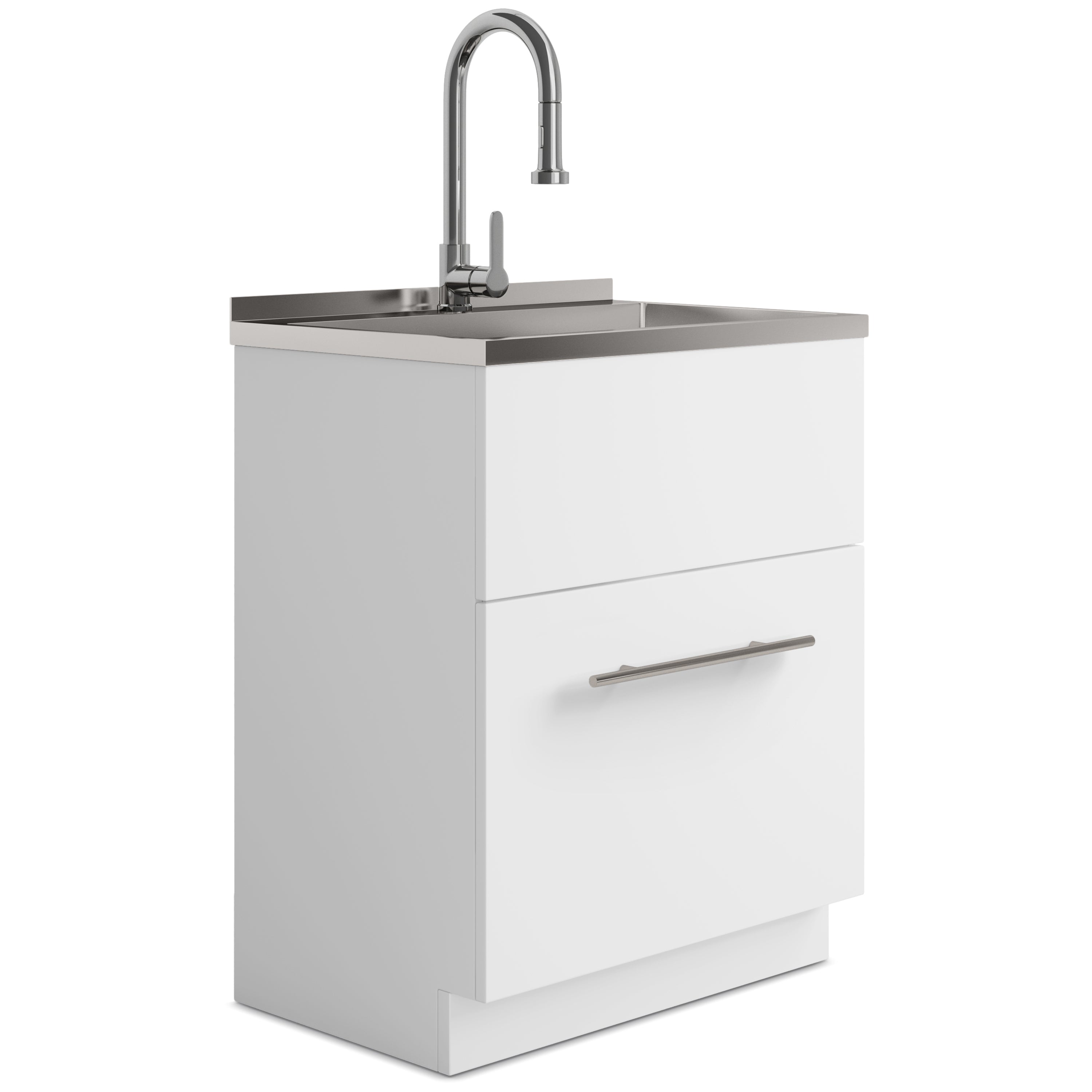 White Metro 28" Laundry Cabinet w/ Sink & Faucet