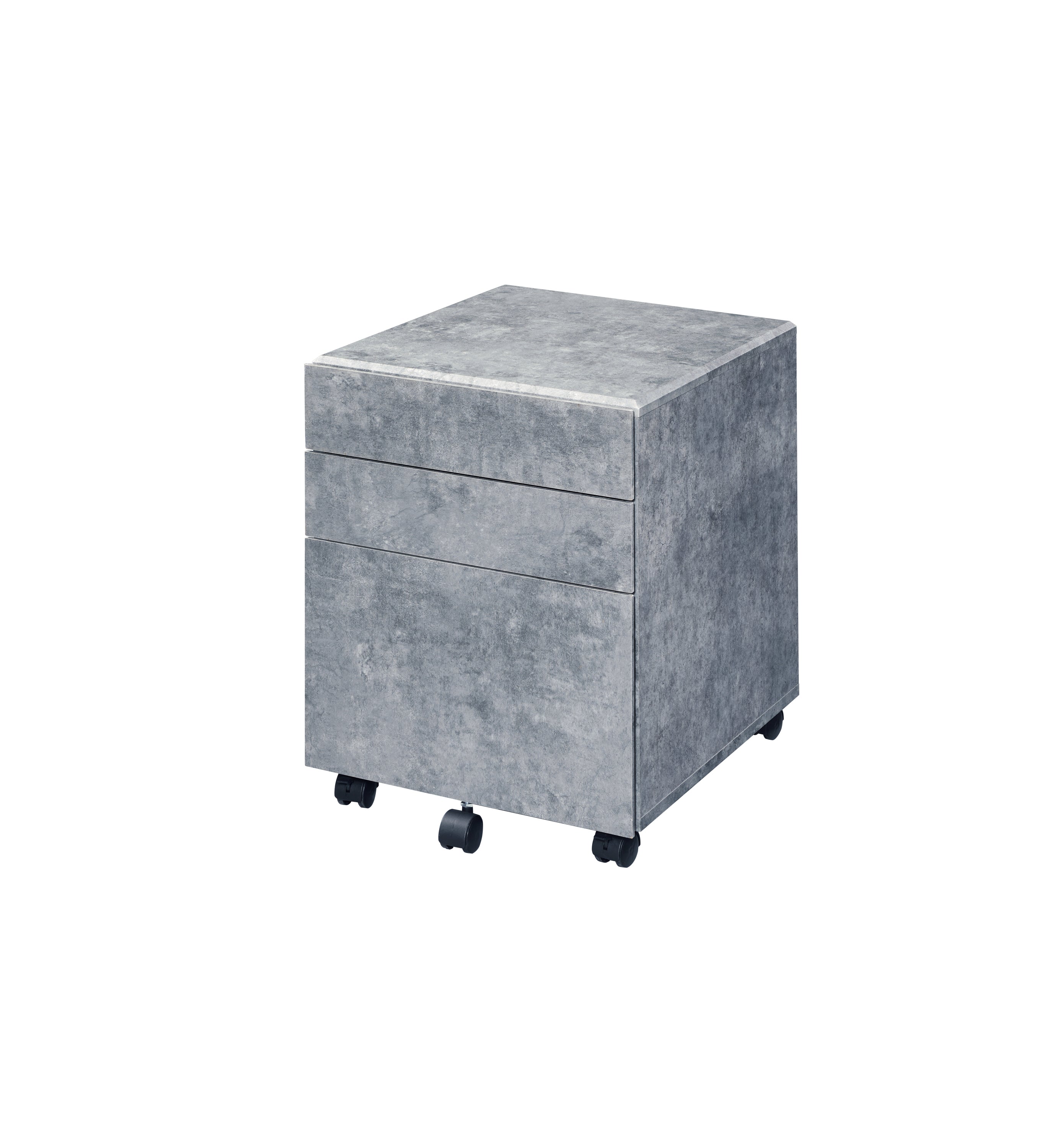 Jurgen Faux Concrete File Cabinet: Silver Finish