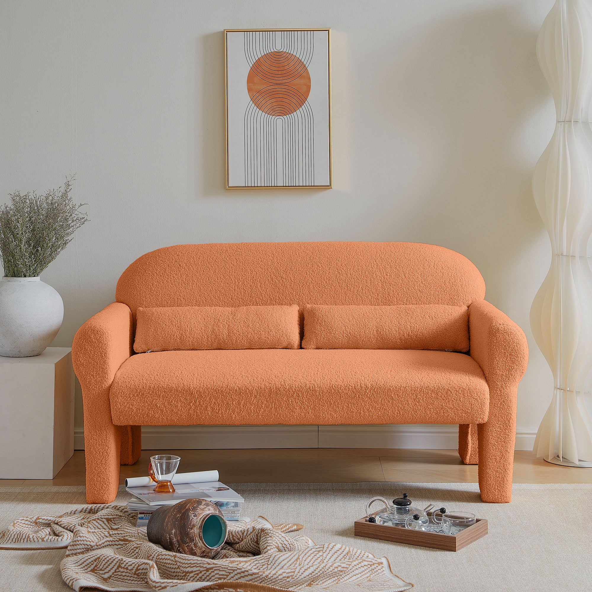 Modern Boucle Loveseat: Living Room Video