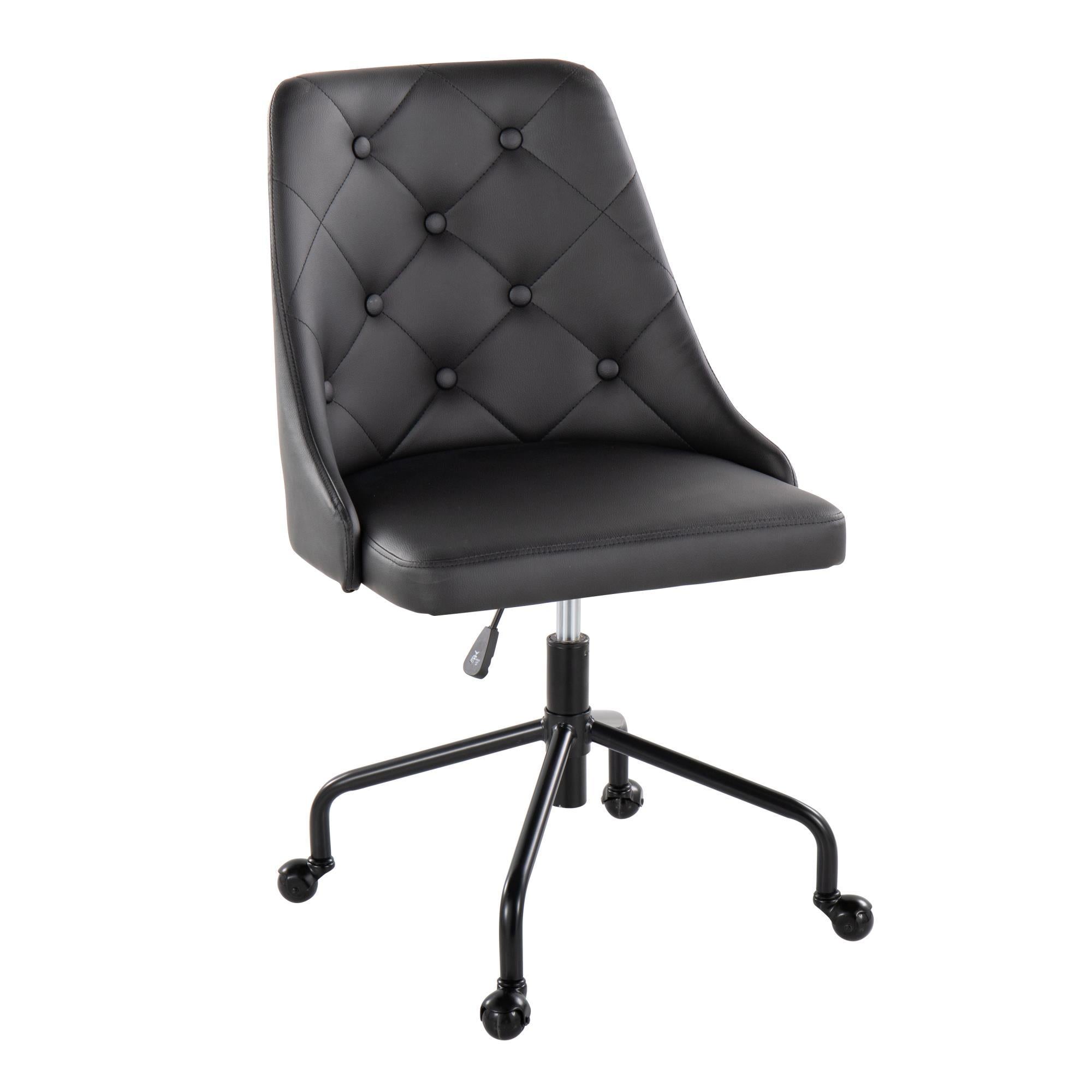 Adjustable Office Chair, Black Faux Leather & Metal