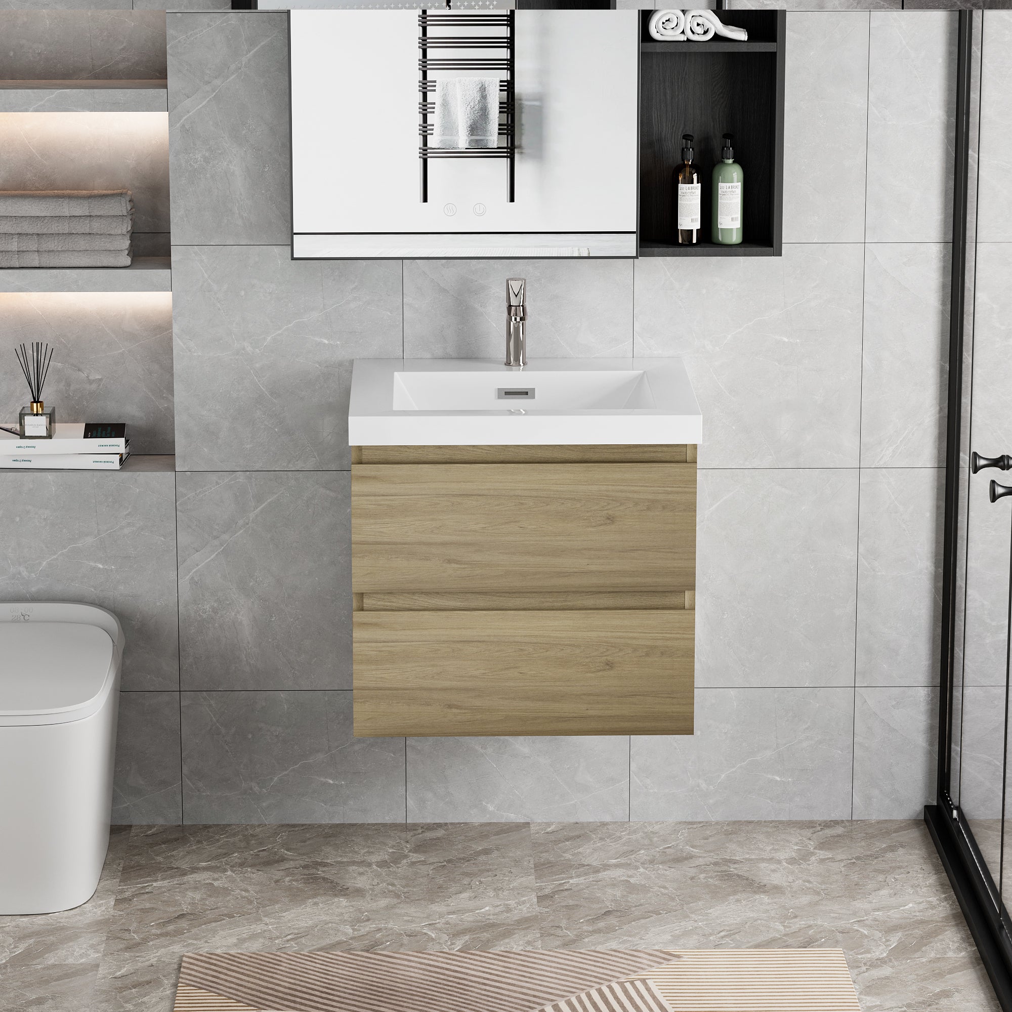 24" Floating Bathroom Vanity w/ Sink & Storage