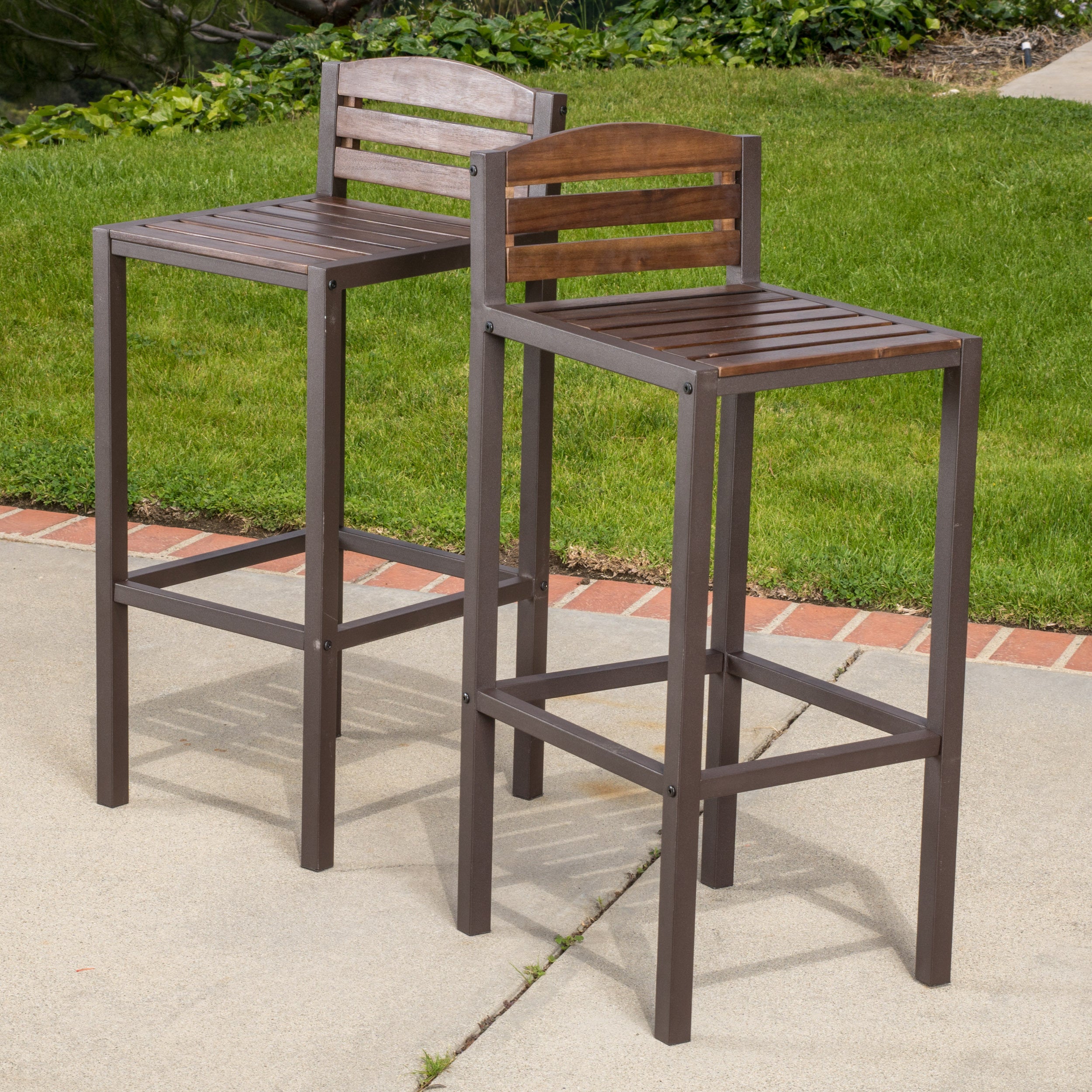 Acacia Wood Bar Stools (Set of 2) - Milos