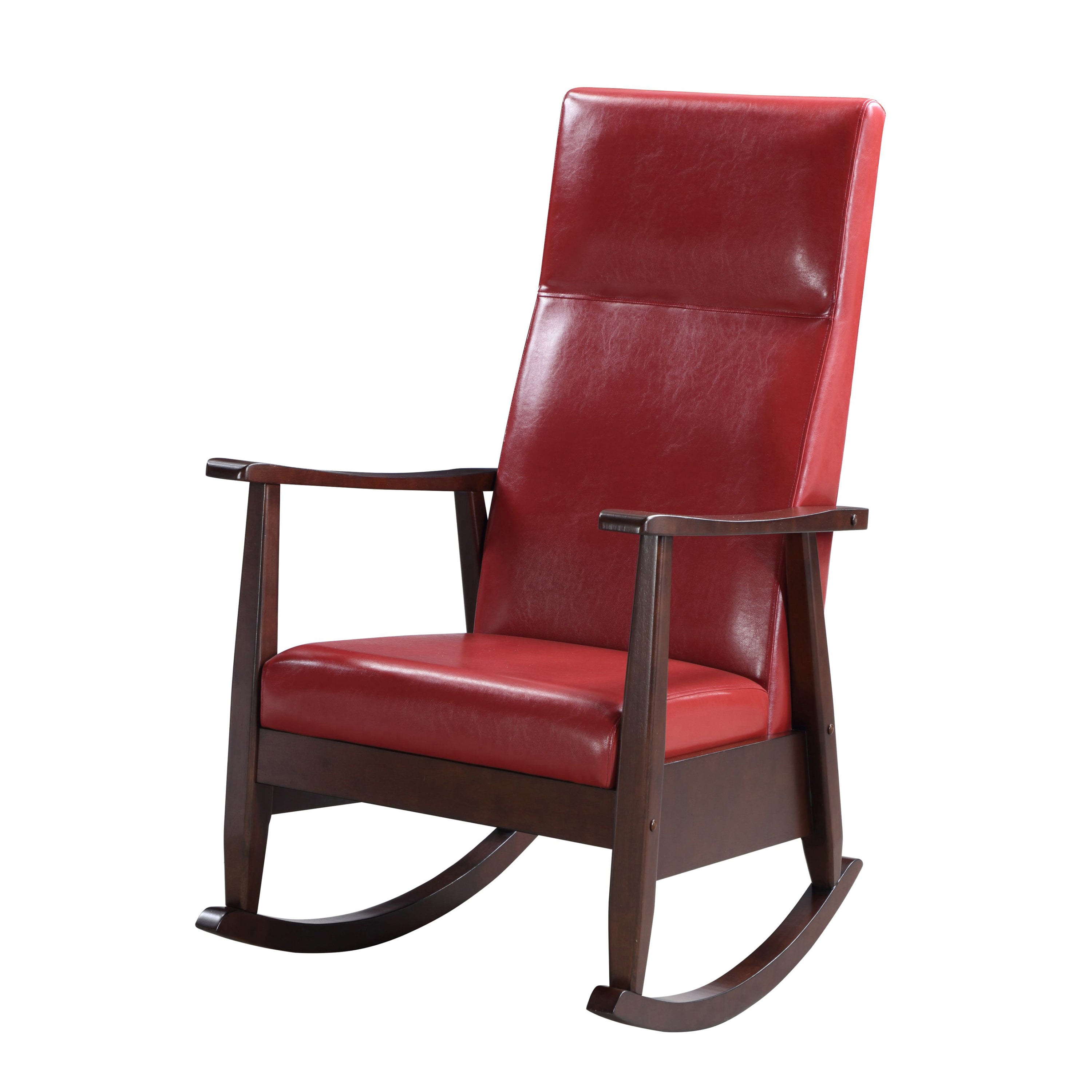 Red & Espresso Tight Cushion Rocking Chair