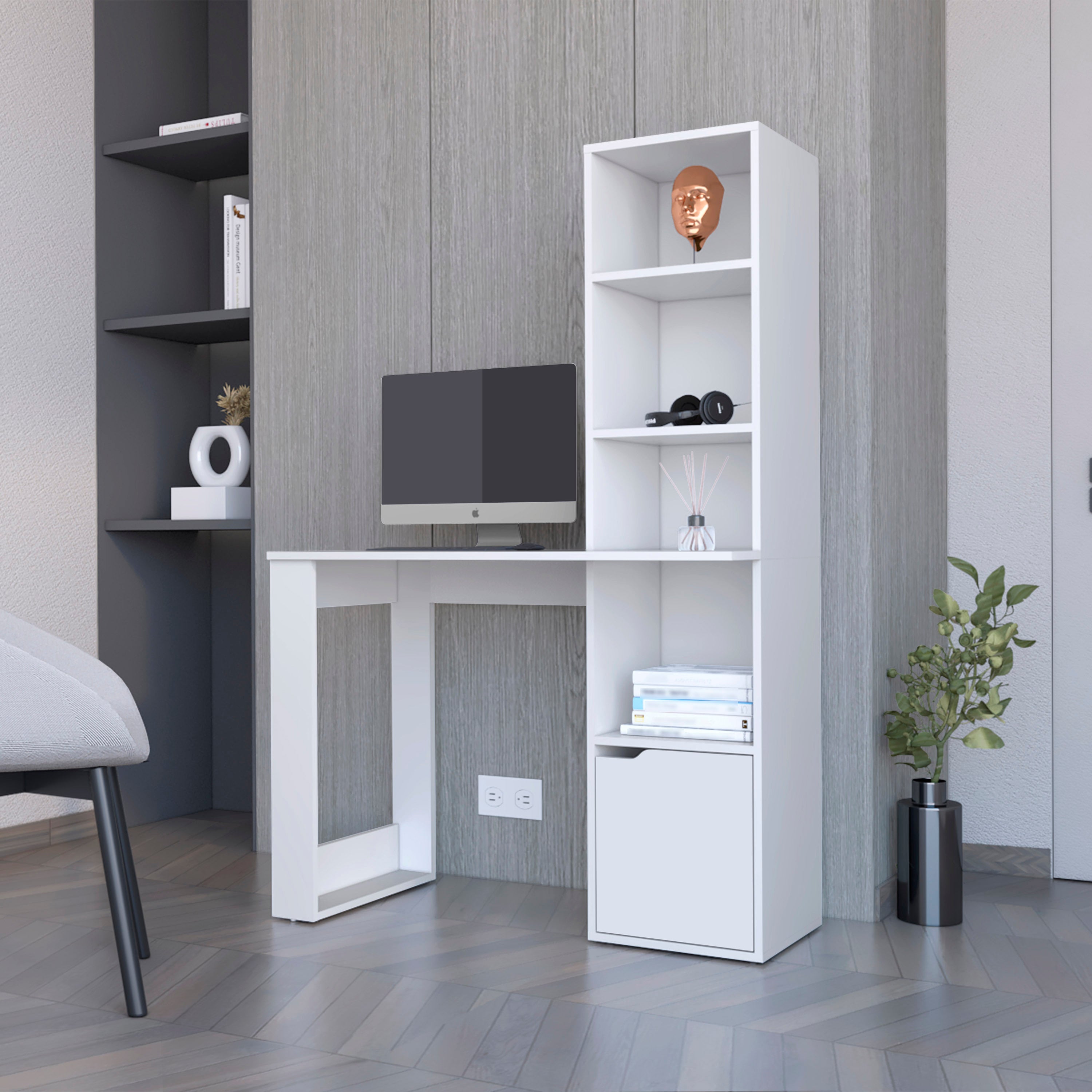 Aragon Office Desk, White Finish