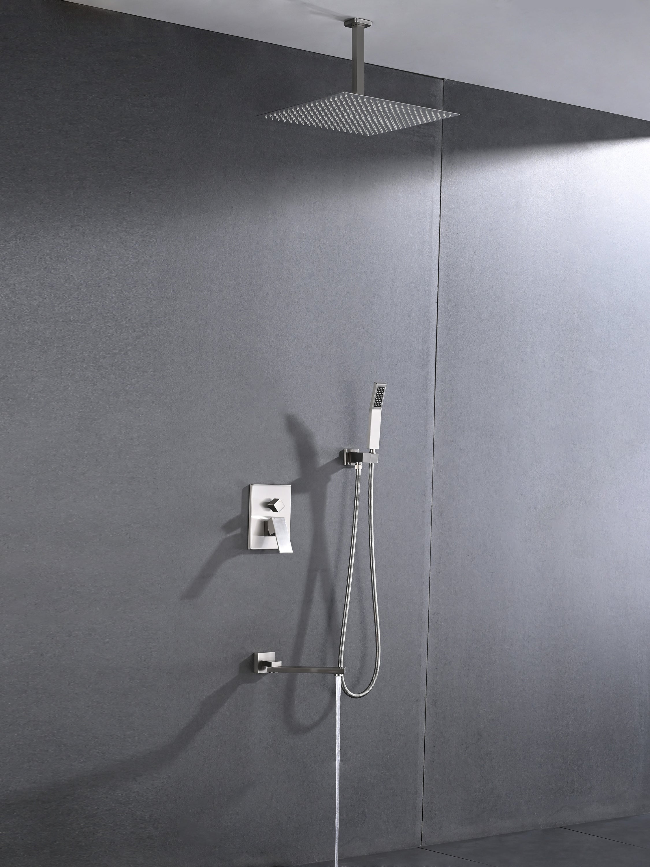 Ceiling Shower System: Handheld & 16" Head