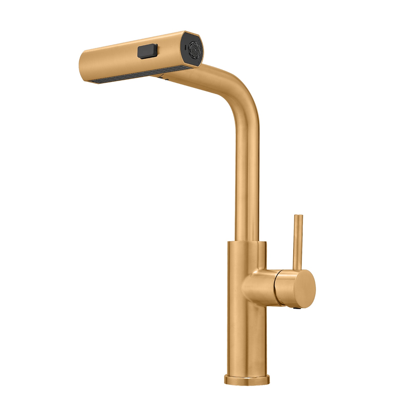 Nickel Gold Kitchen Faucet with Pull-Down Sprayer
