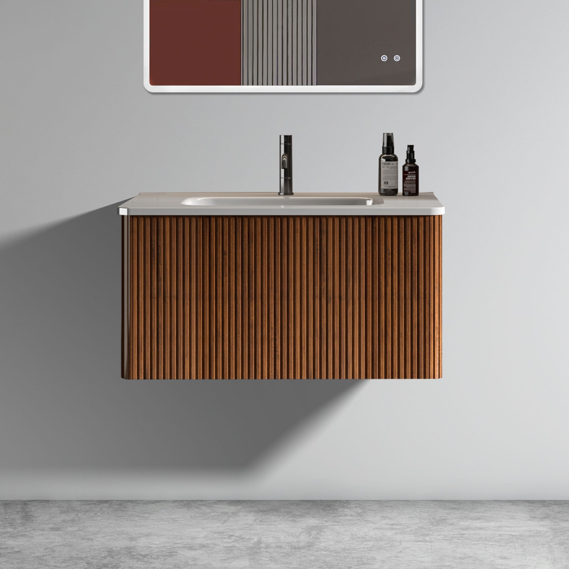 Etna 30" Walnut Vanity: Modern Floating Sink