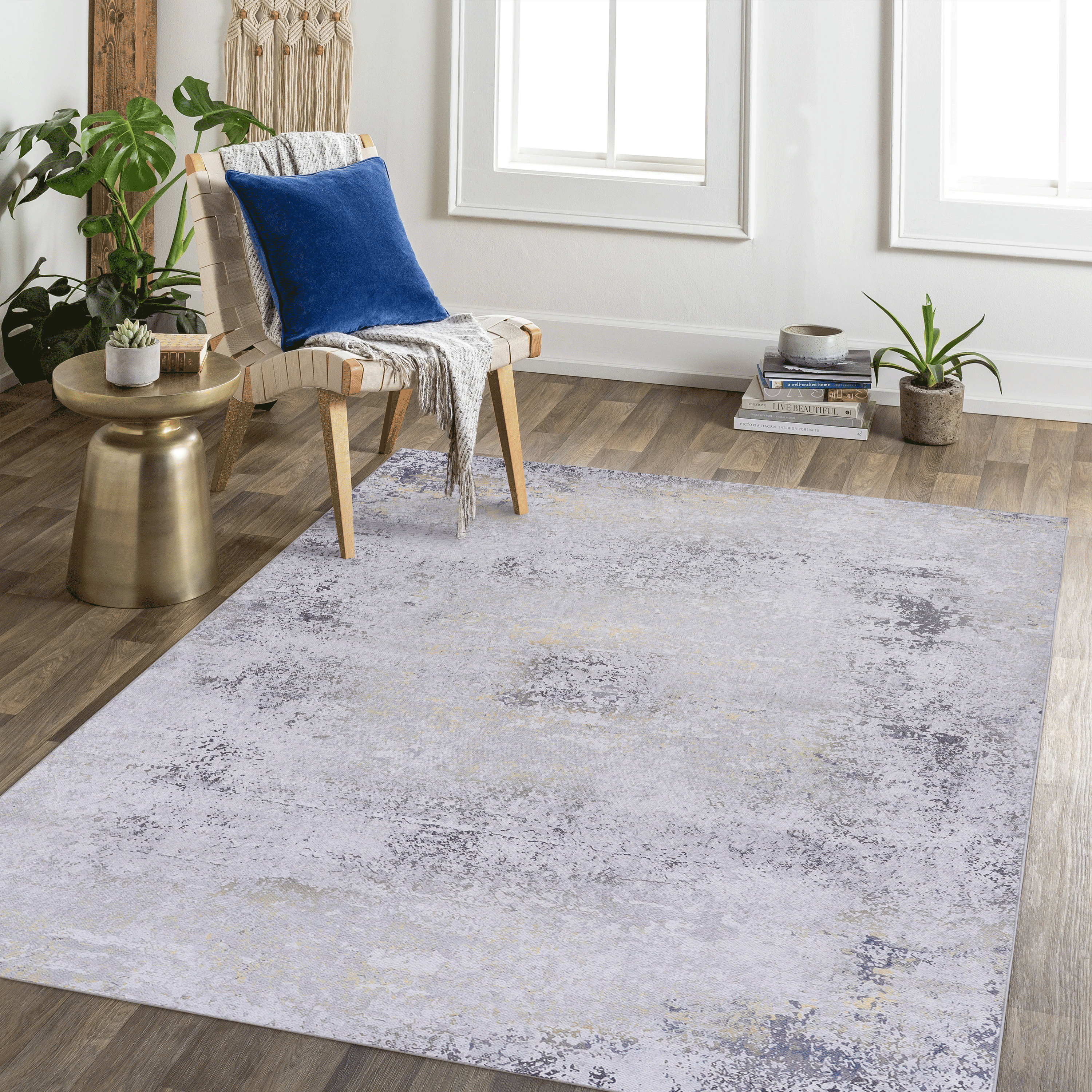 8x10 Washable Area Rug: Low-Pile, Non-Slip