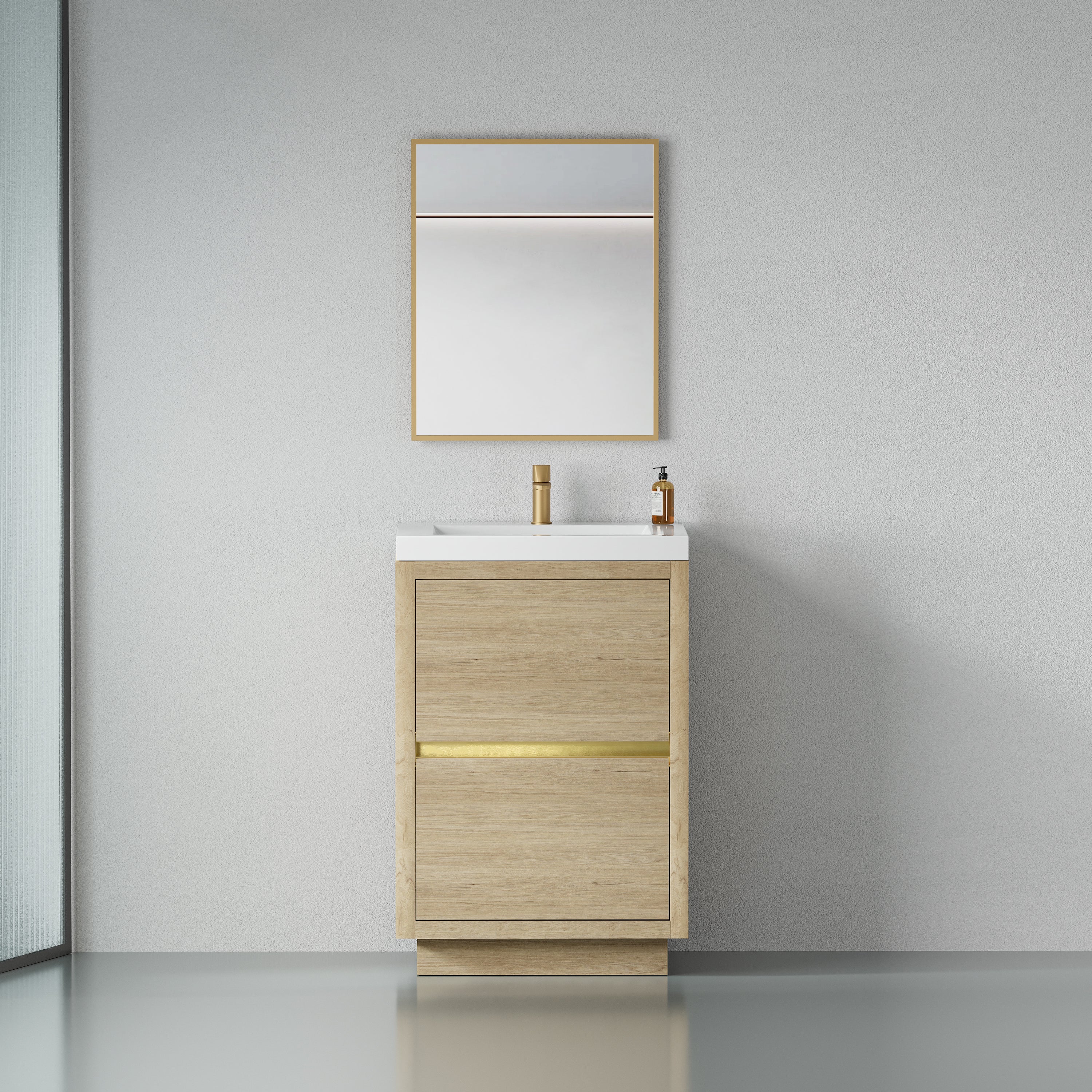 24" Oak Bathroom Vanity with Sink & Storage
