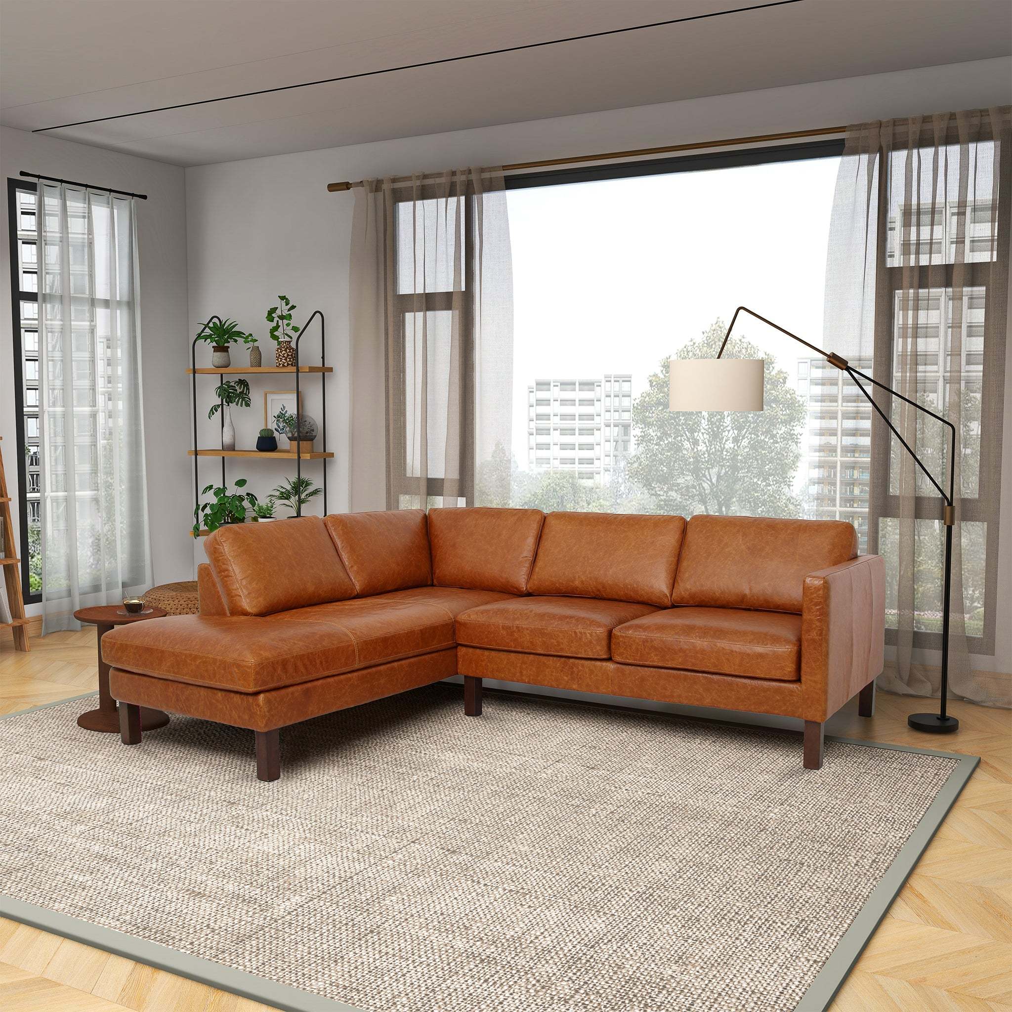 Juno Cognac Leather Sectional Sofa