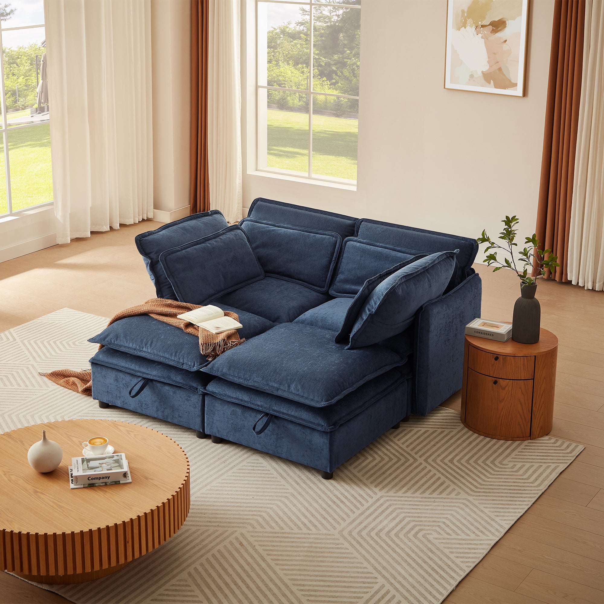 U-Style Modular Sofa: 4-Seater with Storage