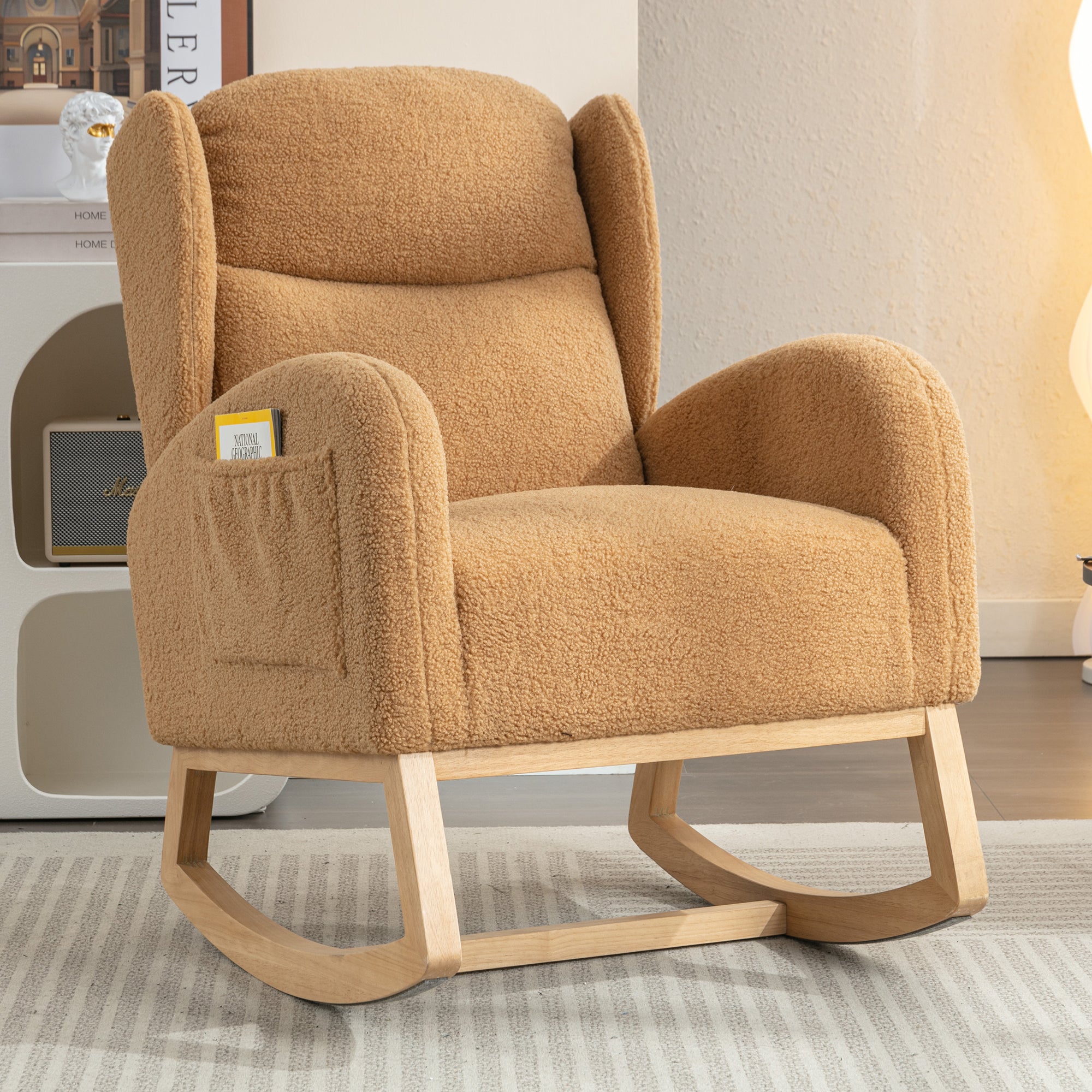 Teddy Fabric Rocking Chair, Khaki