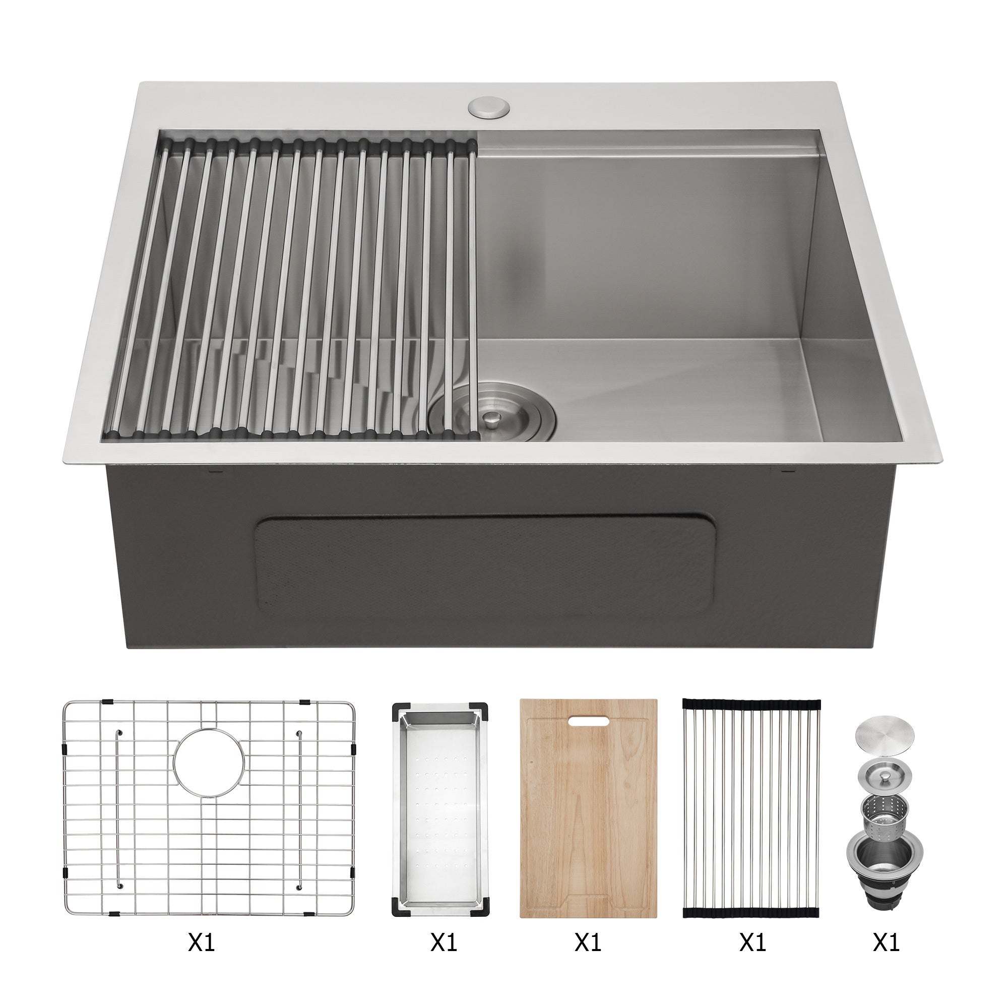 25" Drop-in Kitchen Sink: Stainless Steel
