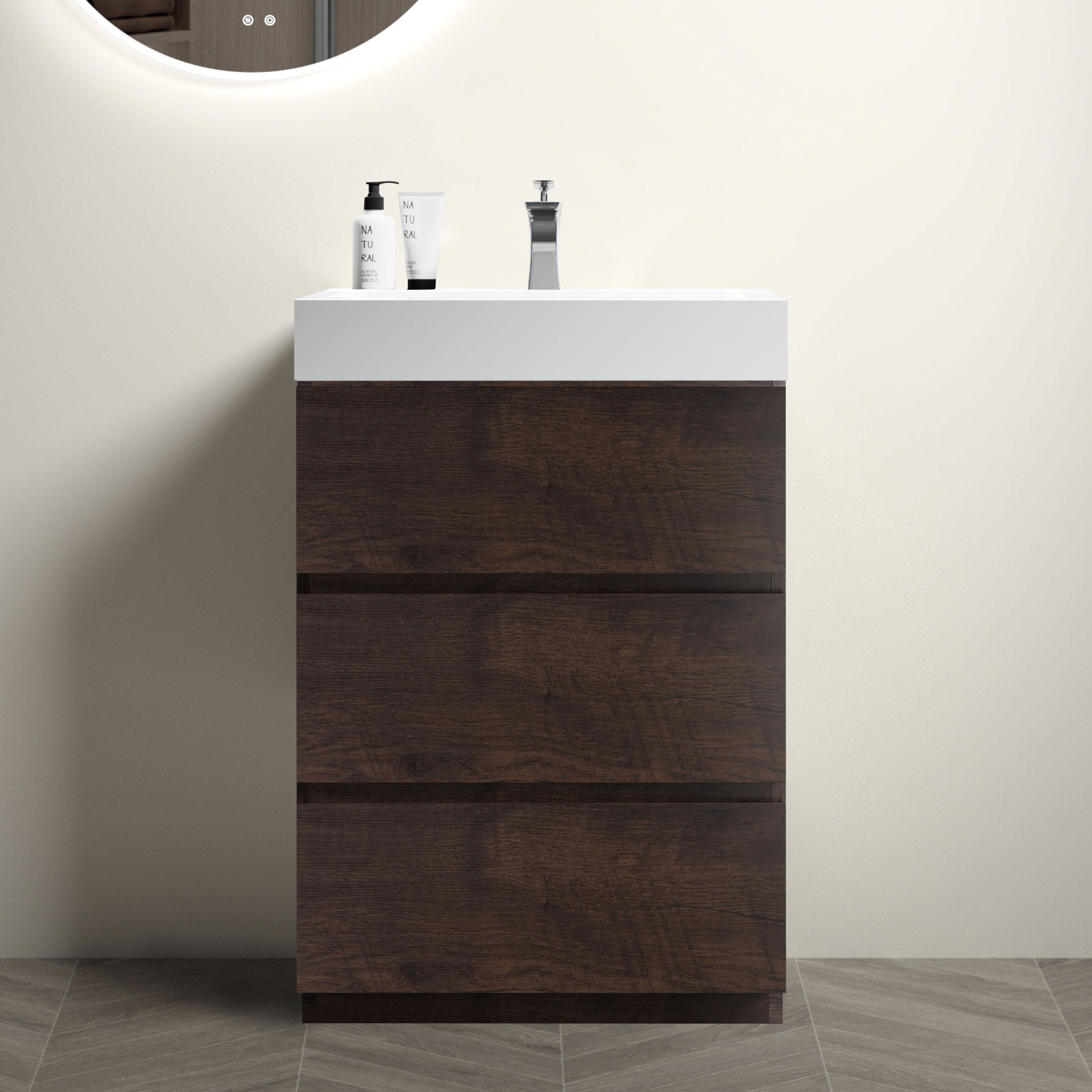 Alice 24" Walnut Vanity: Modern Bathroom Storage