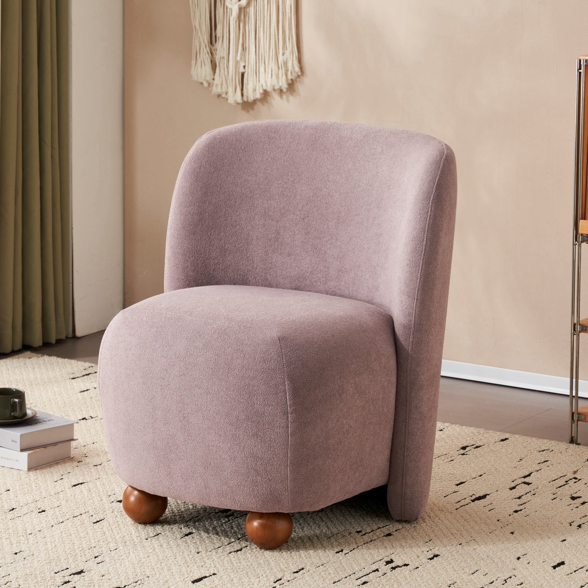 Teal Boucle Accent Chair: Modern Upholstered Armchair