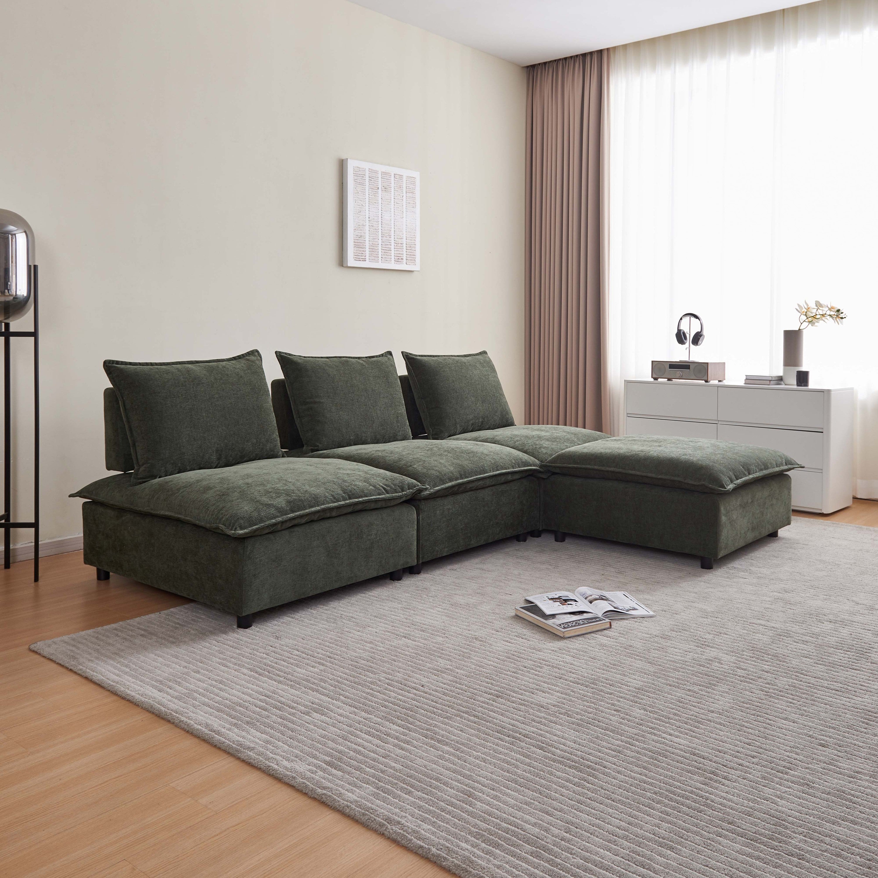 Modern Armless L-Sectional Sofa: Modular & Durable