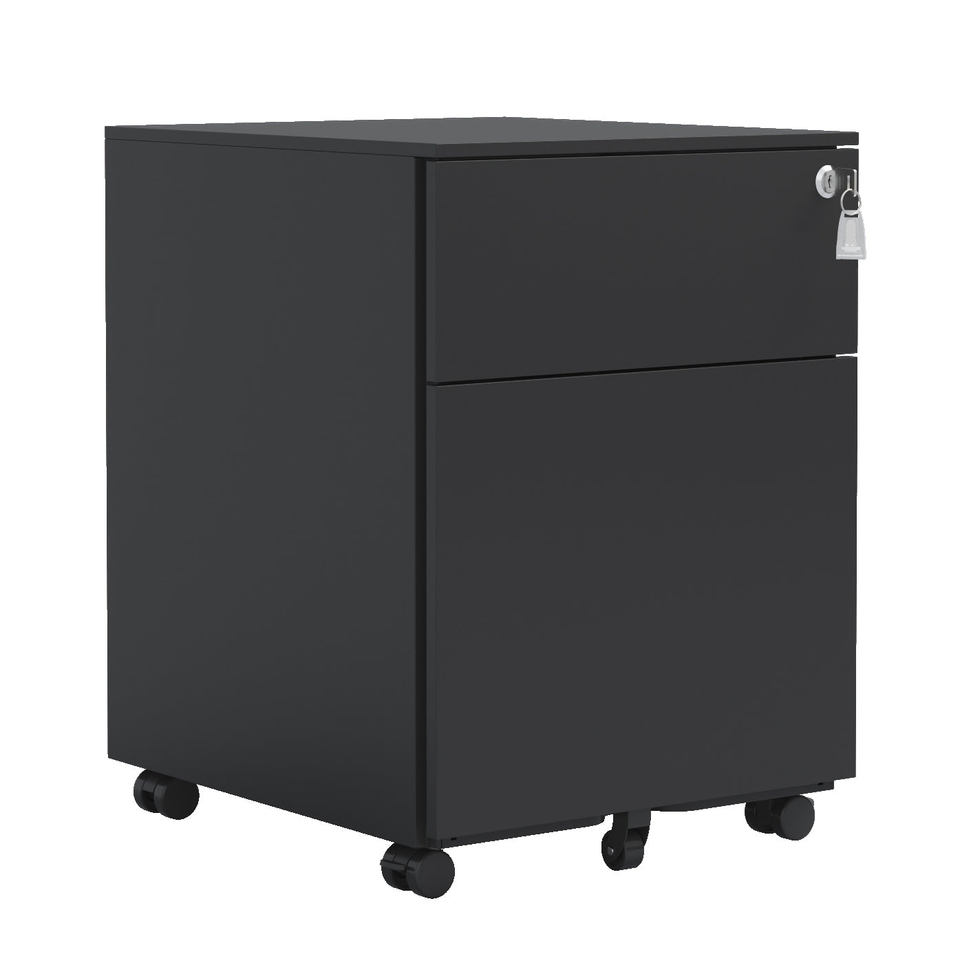 Steel File Cabinet: 2-Drawer, Lock, Mobile, Black