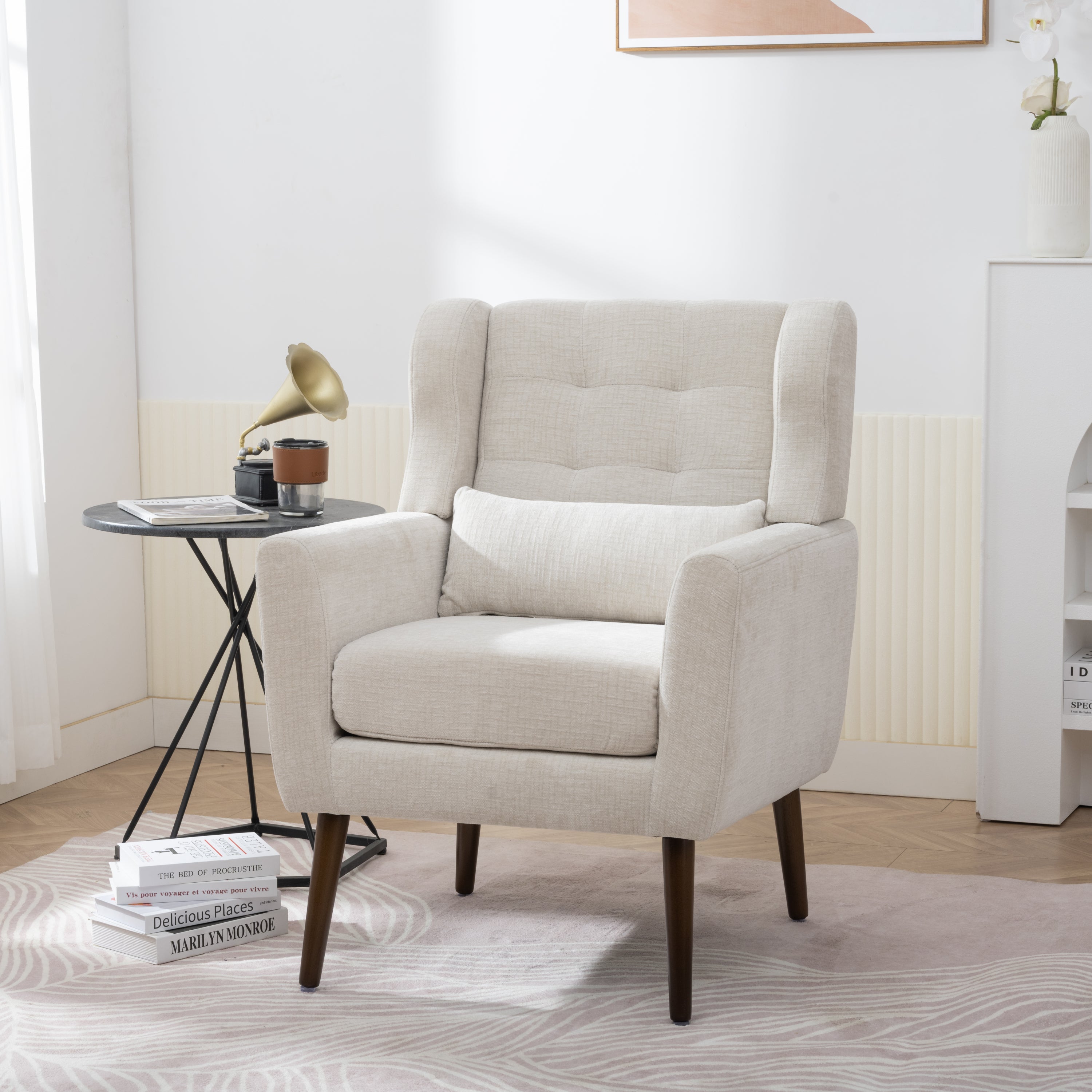 Modern Beige Accent Chair: Comfy & Stylish