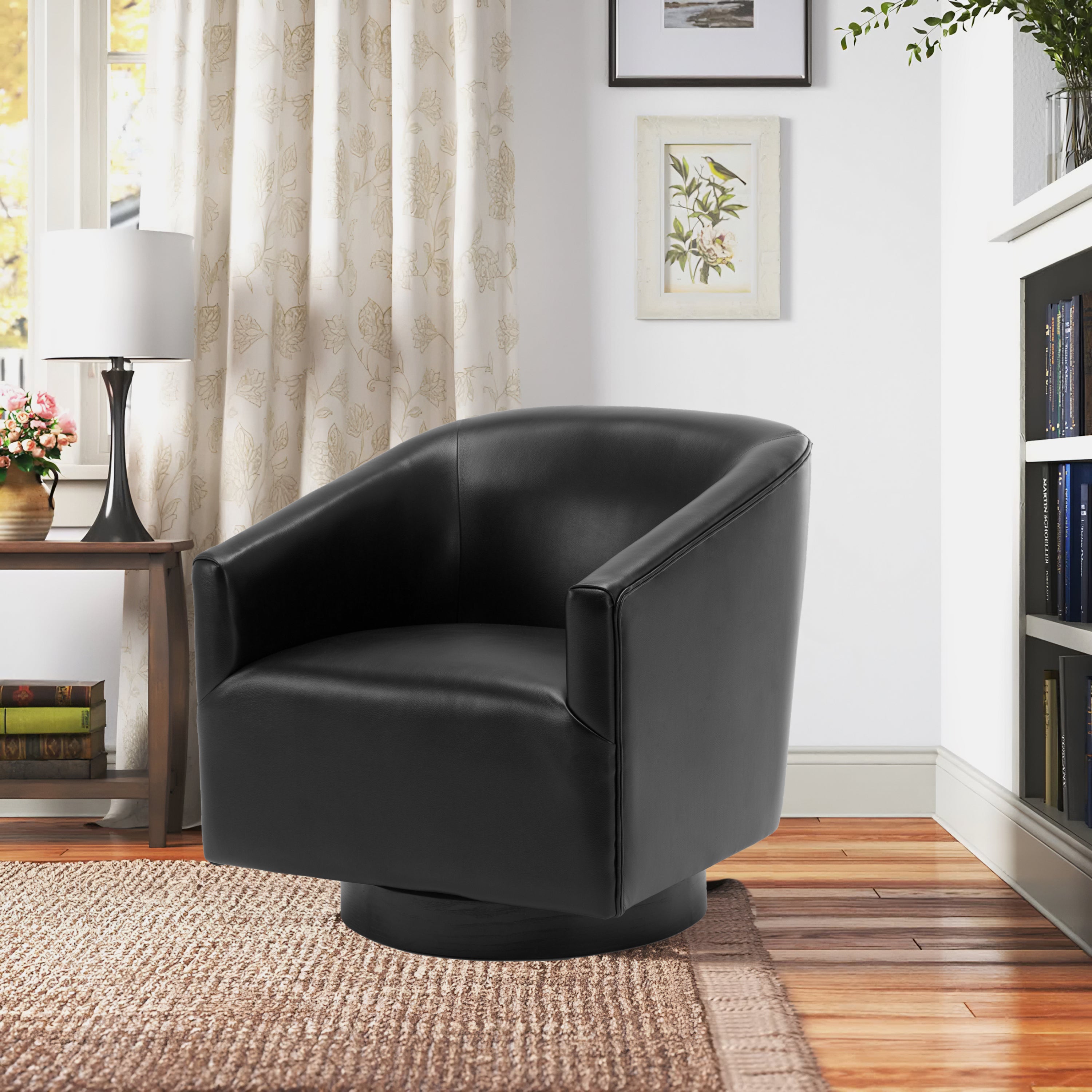 Garland Black Wood Swivel Chair | Modern Accent Chair